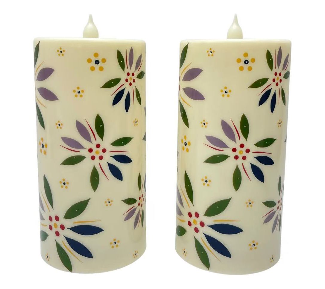 Temp-tations Set of (2) 8" Outdoor Fiberoptic Candles