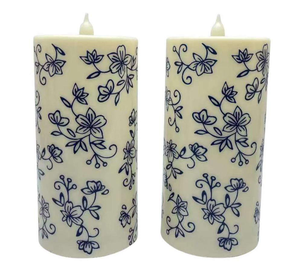Temp-tations Set of (2) 8" Outdoor Fiberoptic Candles