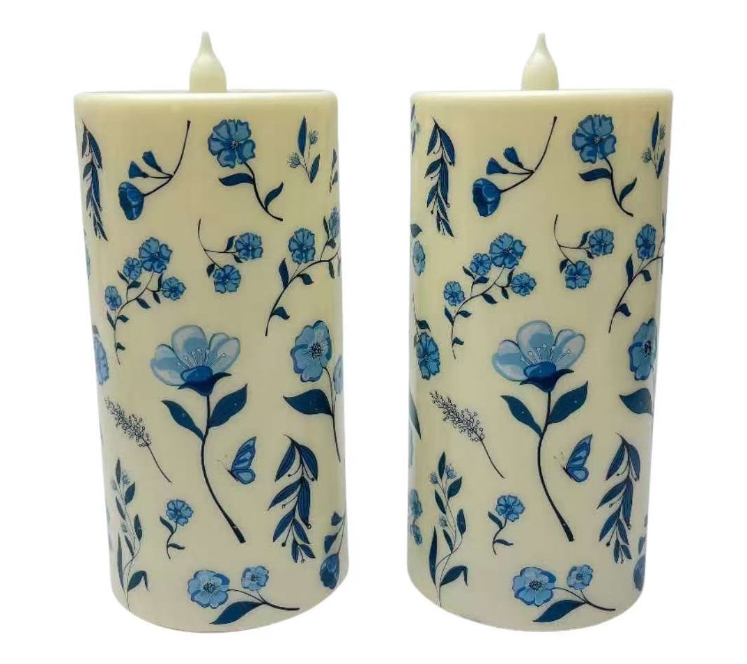 Temp-tations Set of (2) 8" Outdoor Fiberoptic Candles