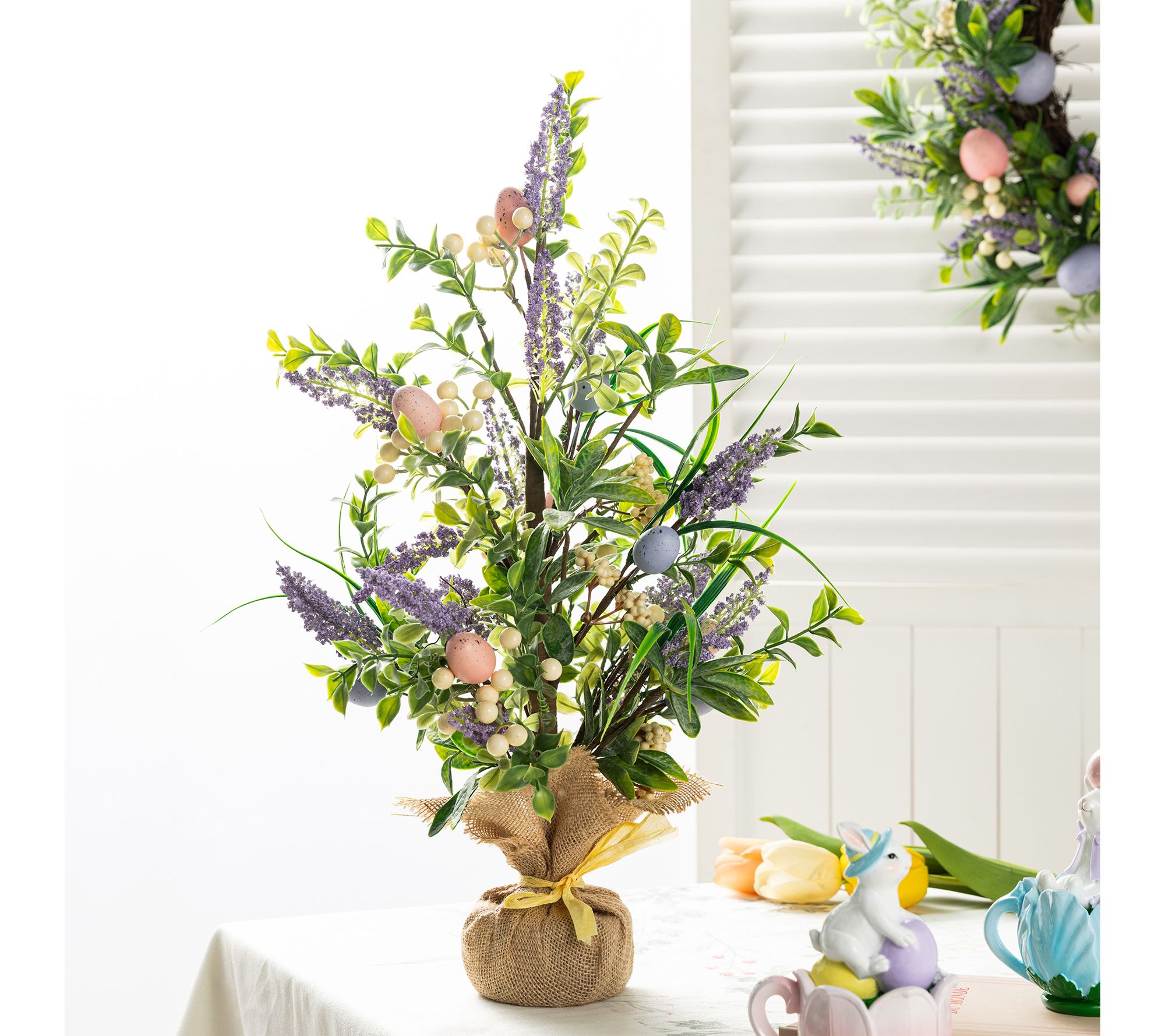 Glitzhome 21"H Easter Egg & Lavender Table TreeDecor