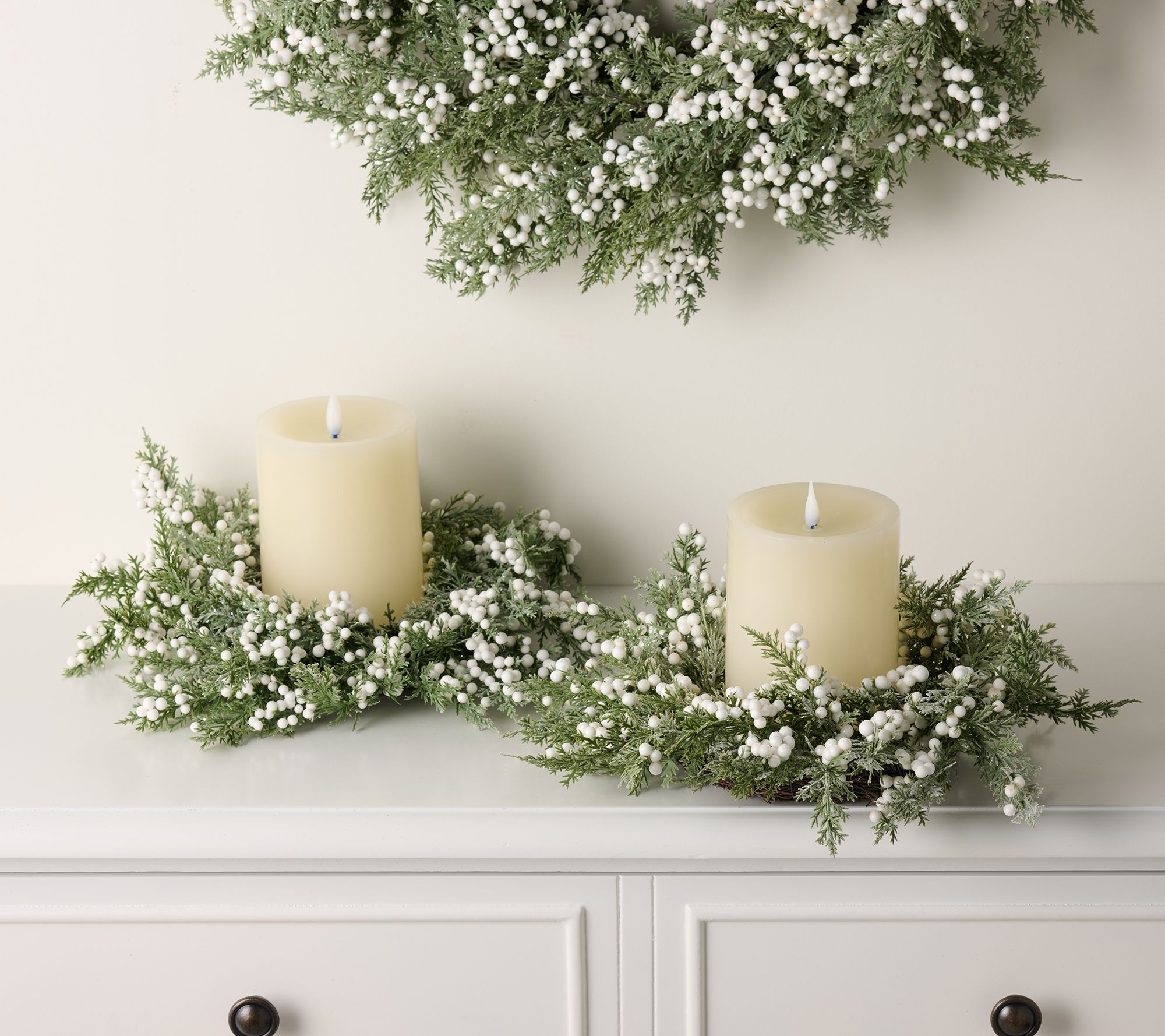 Set of 2 Berry and Cedar Candle Rings by Valerie