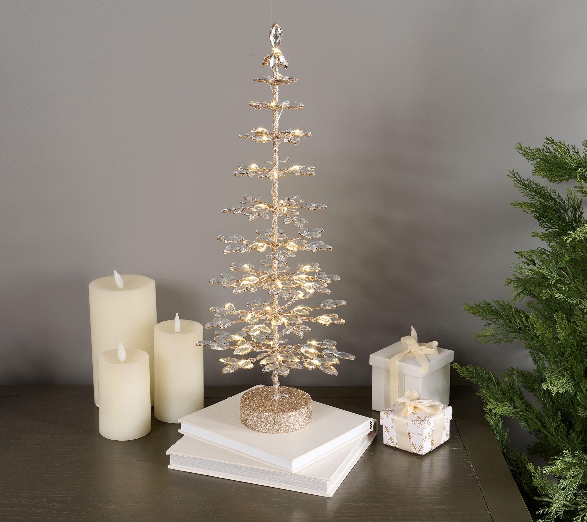 21.5" Illuminated Faceted Jewel Tree by Valerie