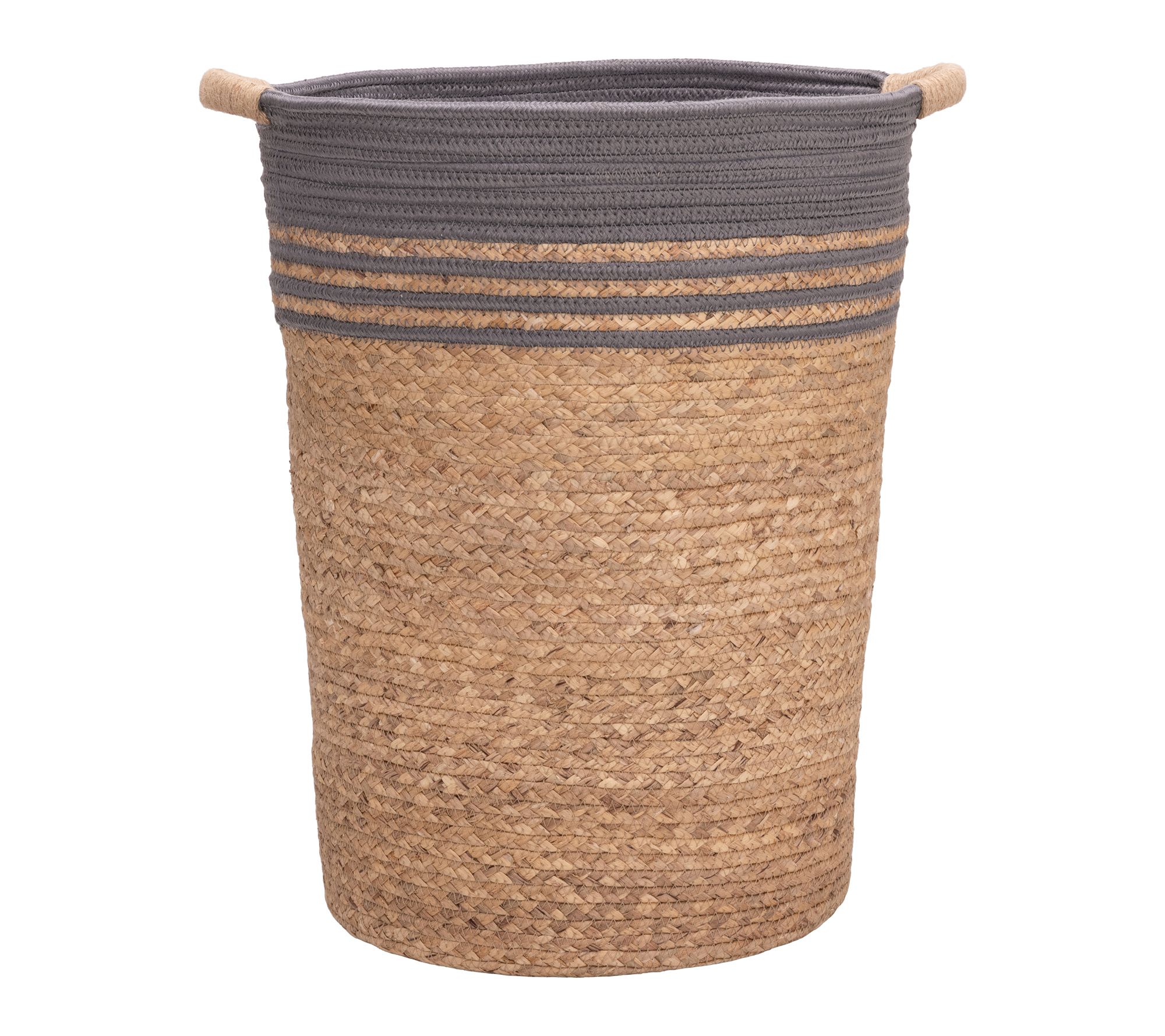 Seville Classics Natural Water Hyacinth and Rope Round Hamper