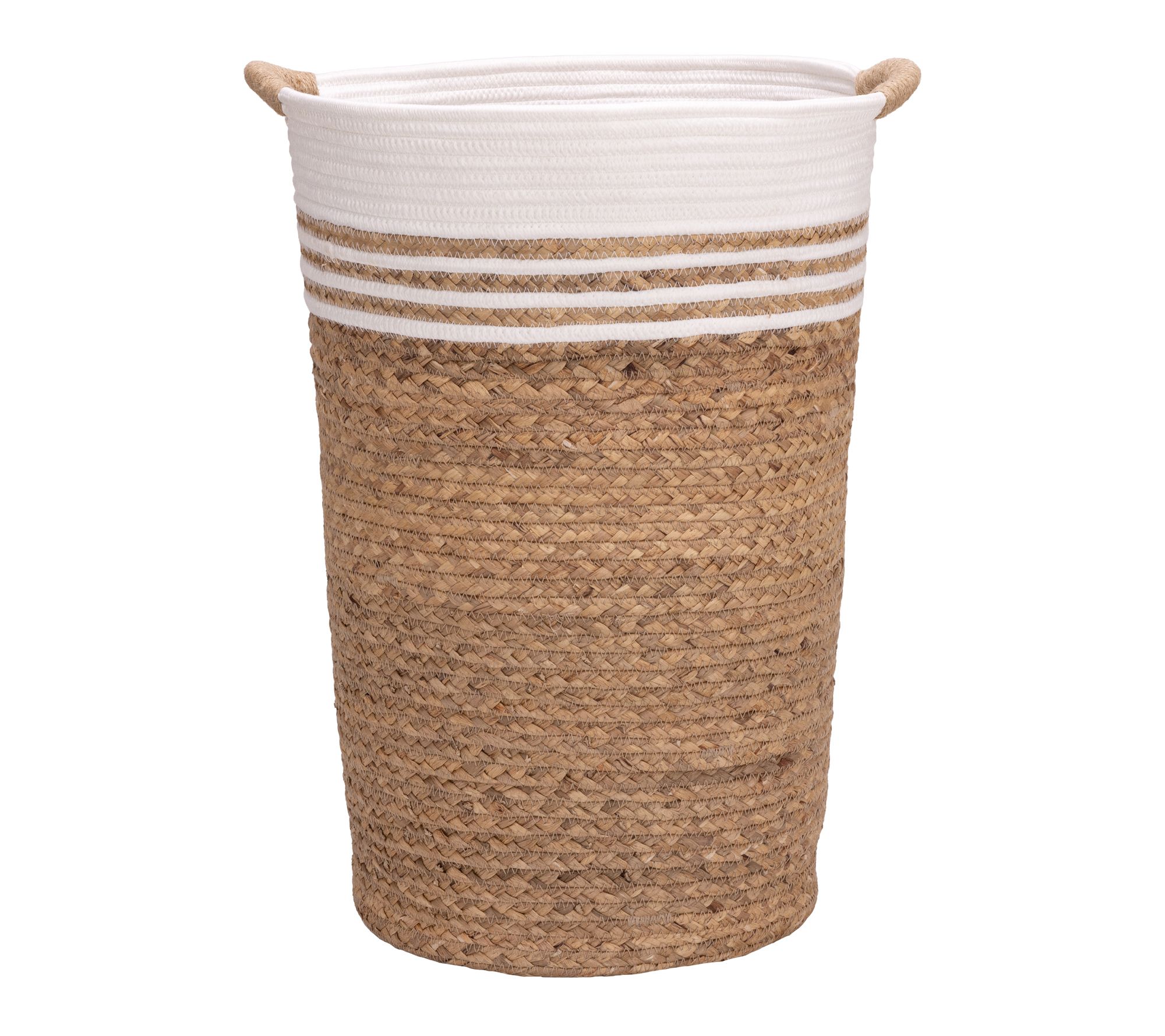 Seville Classics Natural Water Hyacinth and Rope Round Hamper