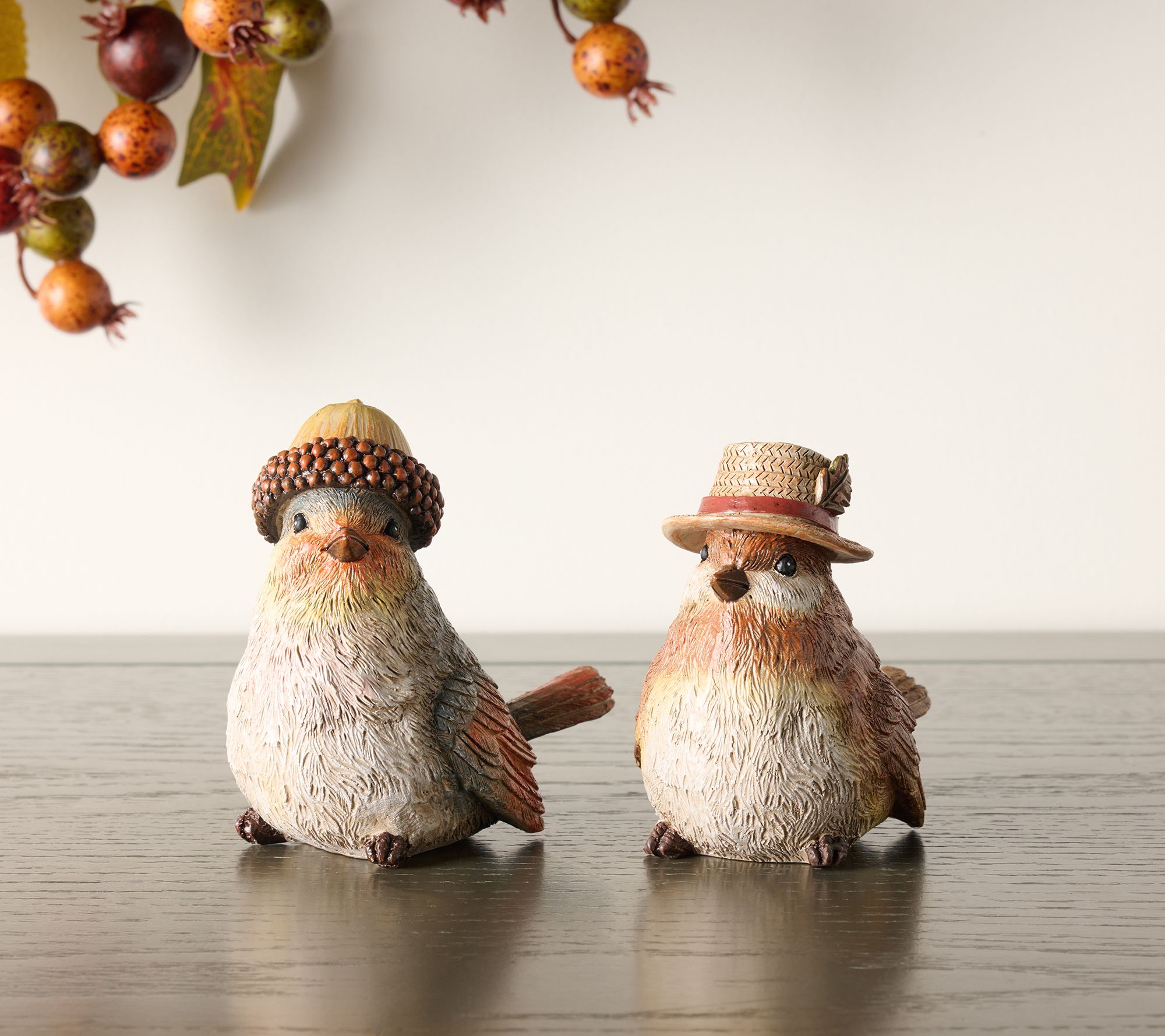 Set of 2 Harvest Birds with Hats by Valerie