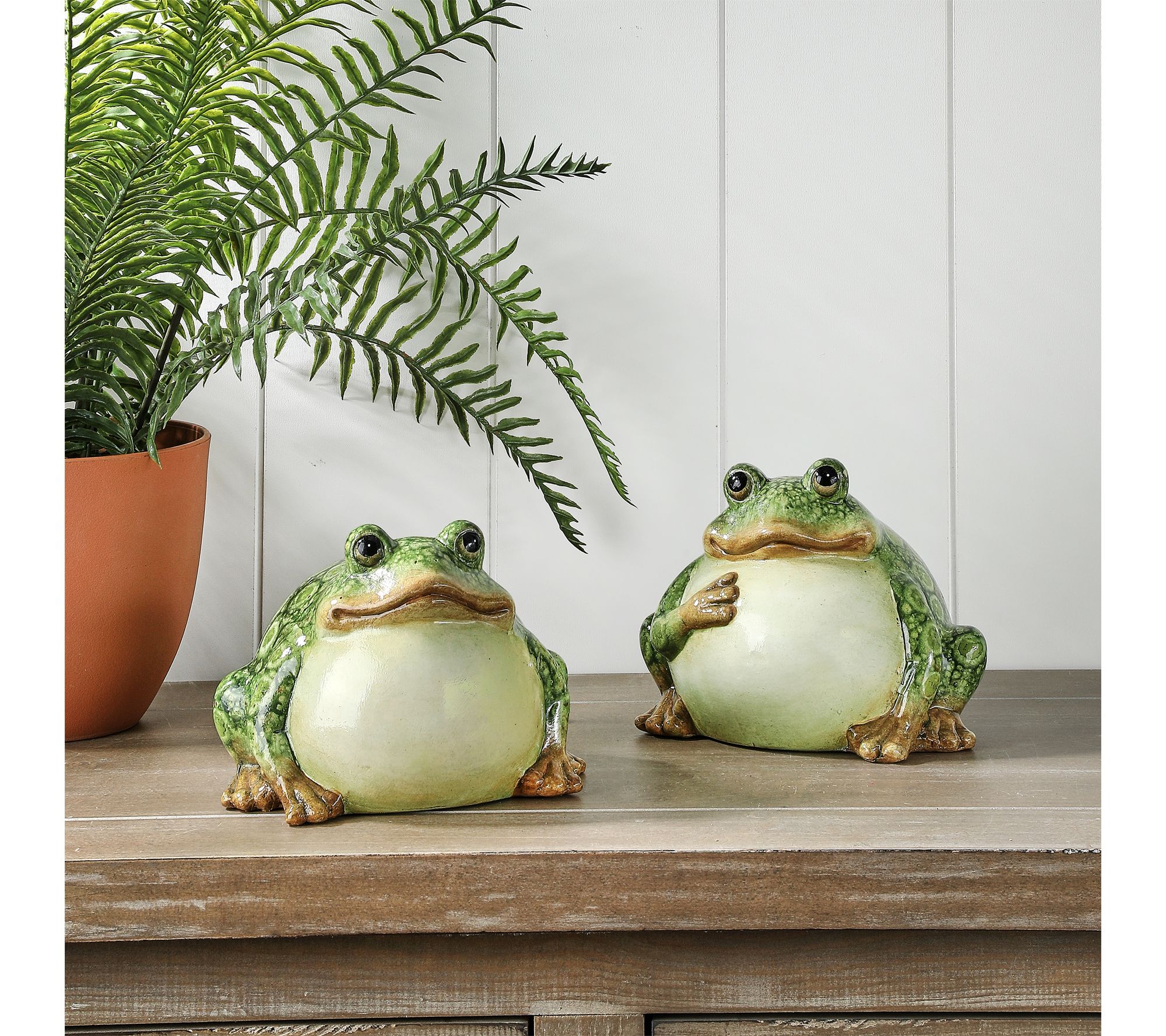 6.5" Terracotta Sitting Bull Frog Set of 2 By Valerie