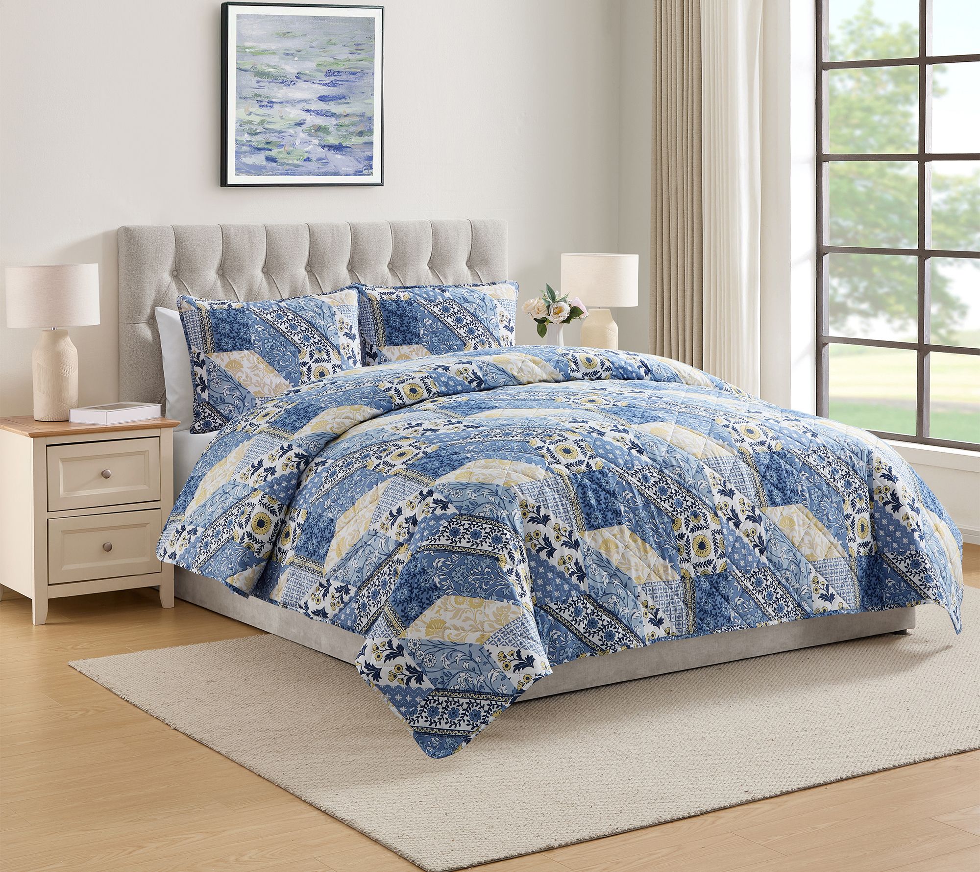 VCNY Home Joel 3-Piece Patchwork Quilt Set, Full/Queen