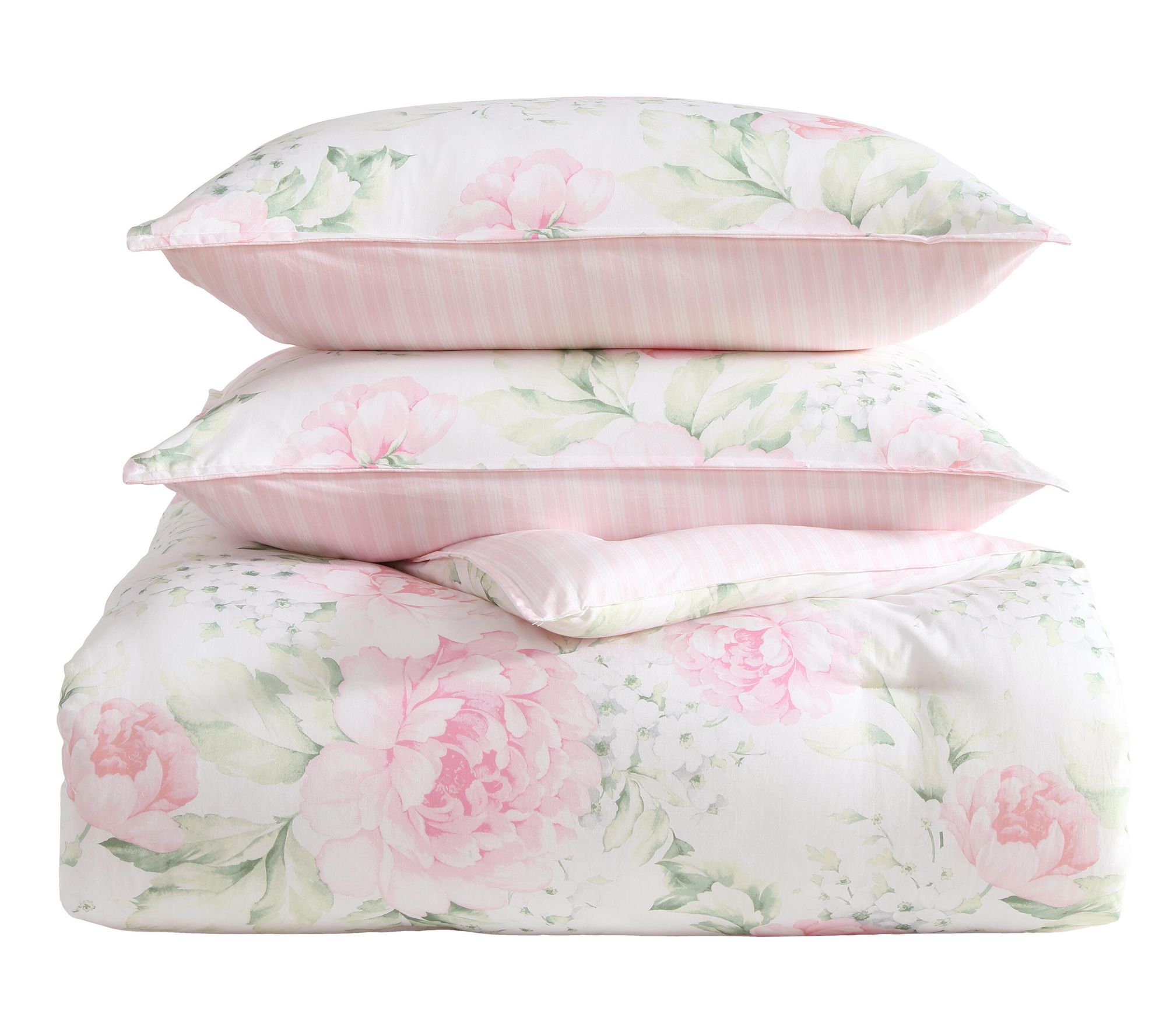 Laura Ashley Serenity Roses Pink/Green 7Pc King Comforter Set | QVC
