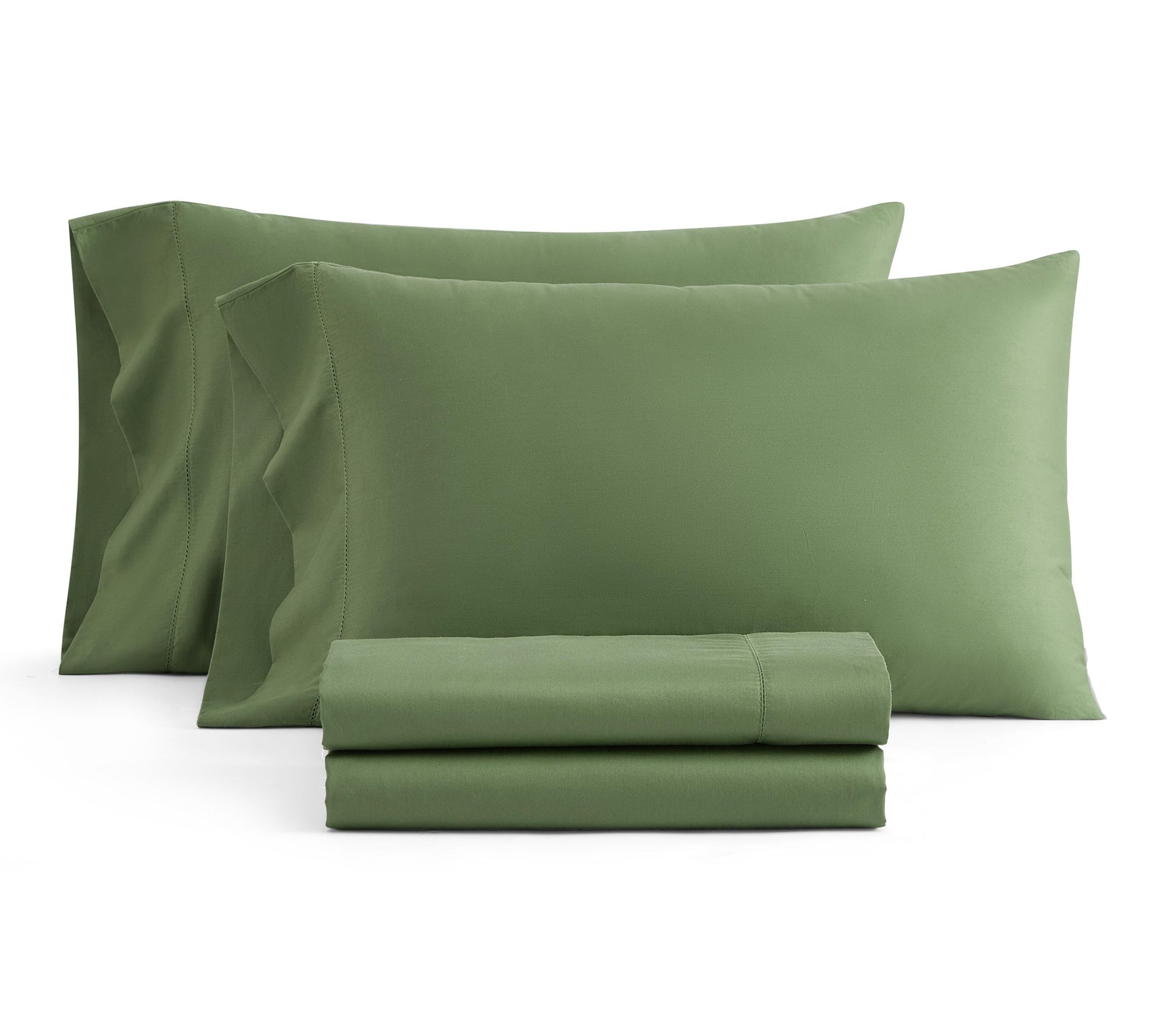 Martha Stewart Classic Elegance Green Cotton Queen Sheet Set
