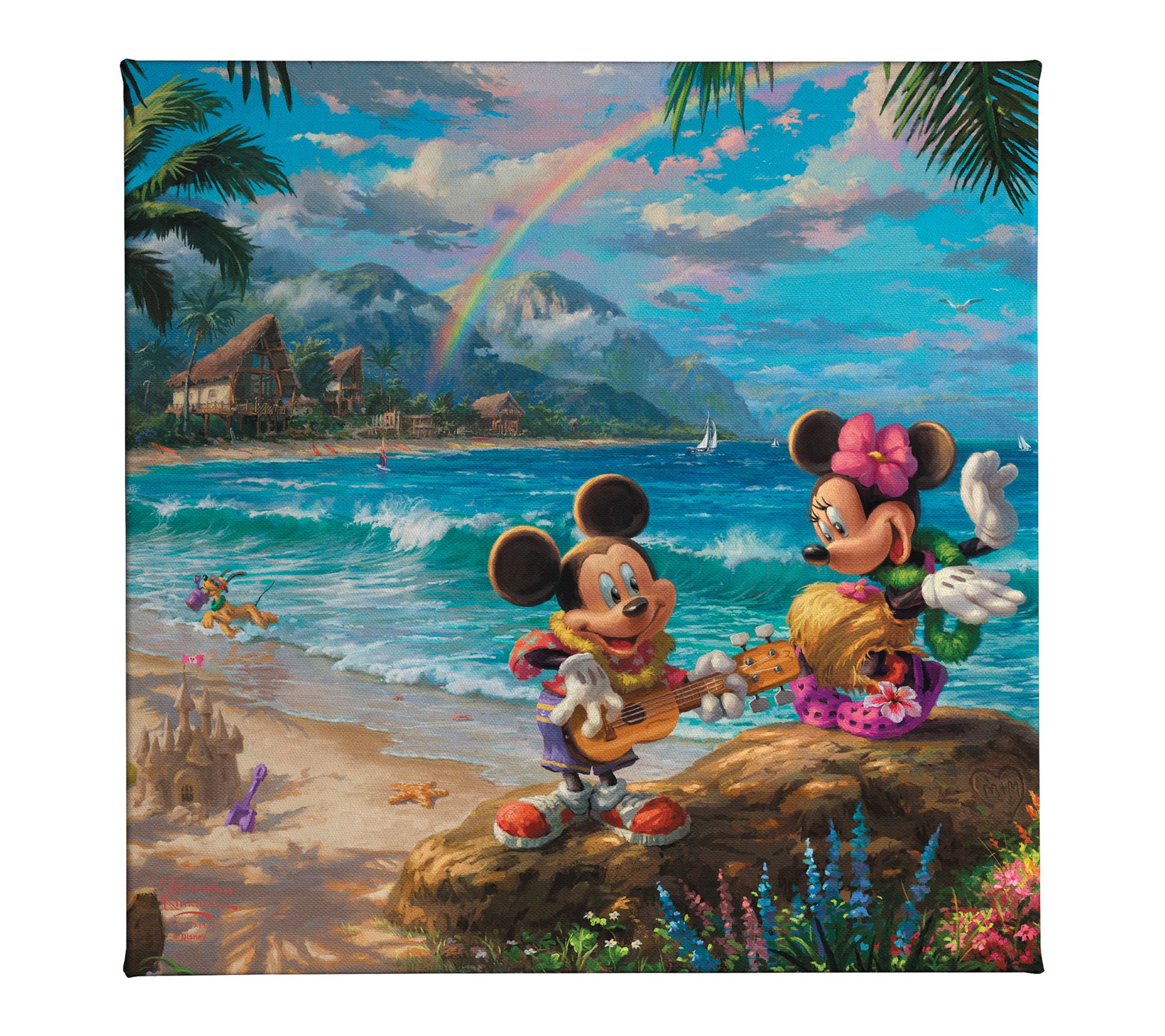 Thomas Kinkade Disney Mickey&Minnie in Hawaii 14x14Gallery