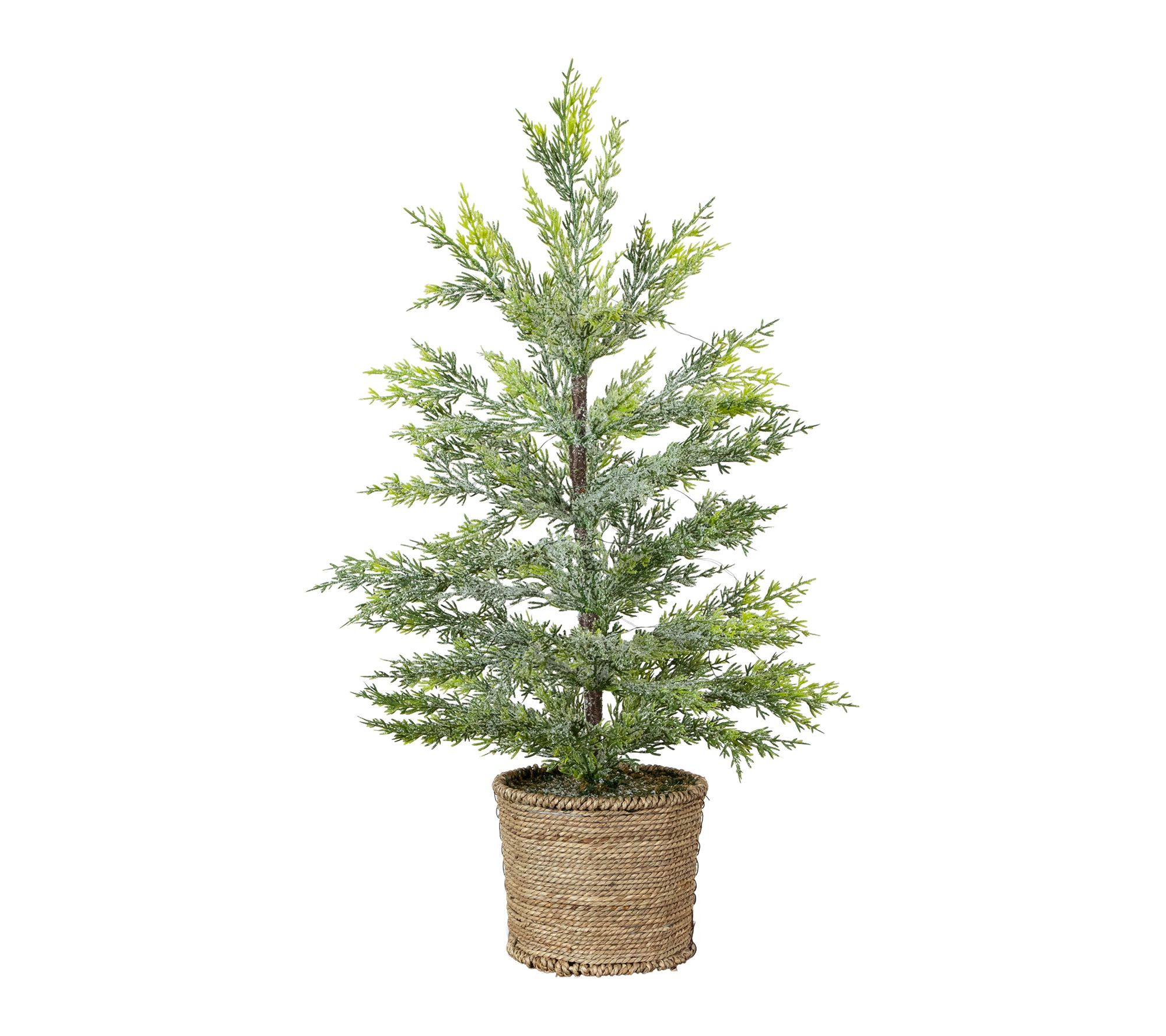 2-ft  Christmas Tree in Hyacinth Basket by Nearly Natural