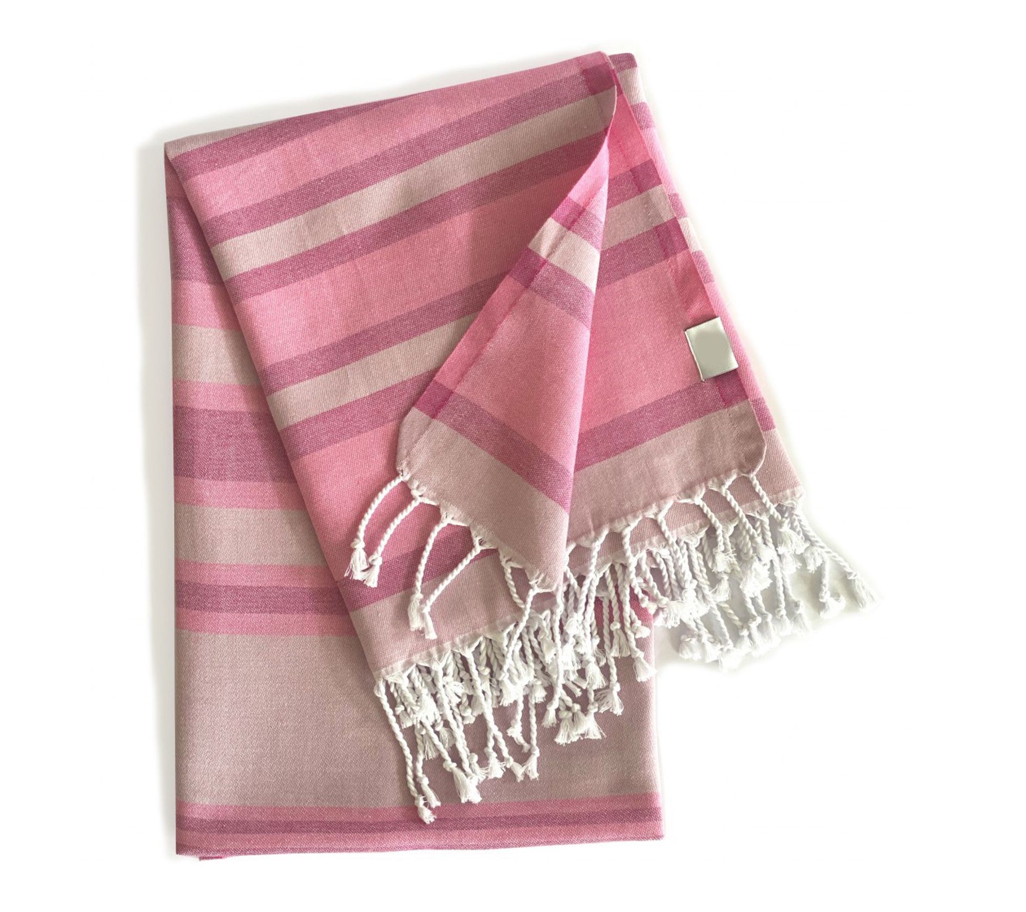 HomeRoots Pink Striped Turkish Beach Blanket