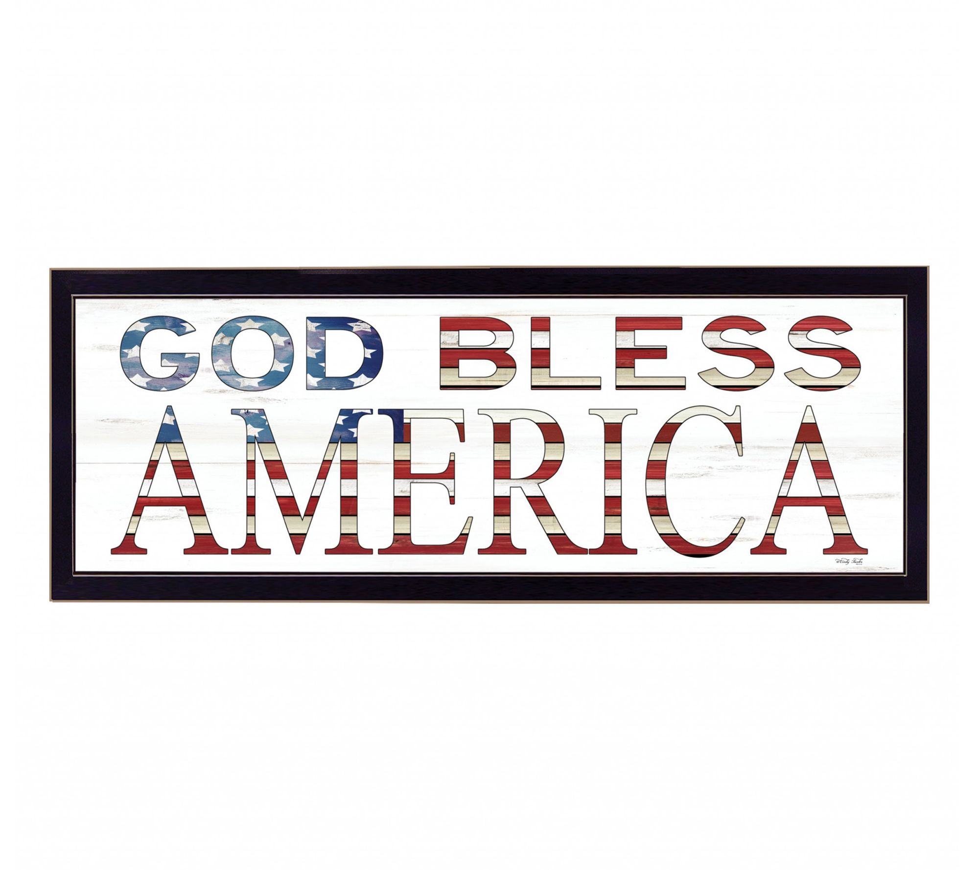 HomeRoots God Bless America 7 Black Framed Print Art
