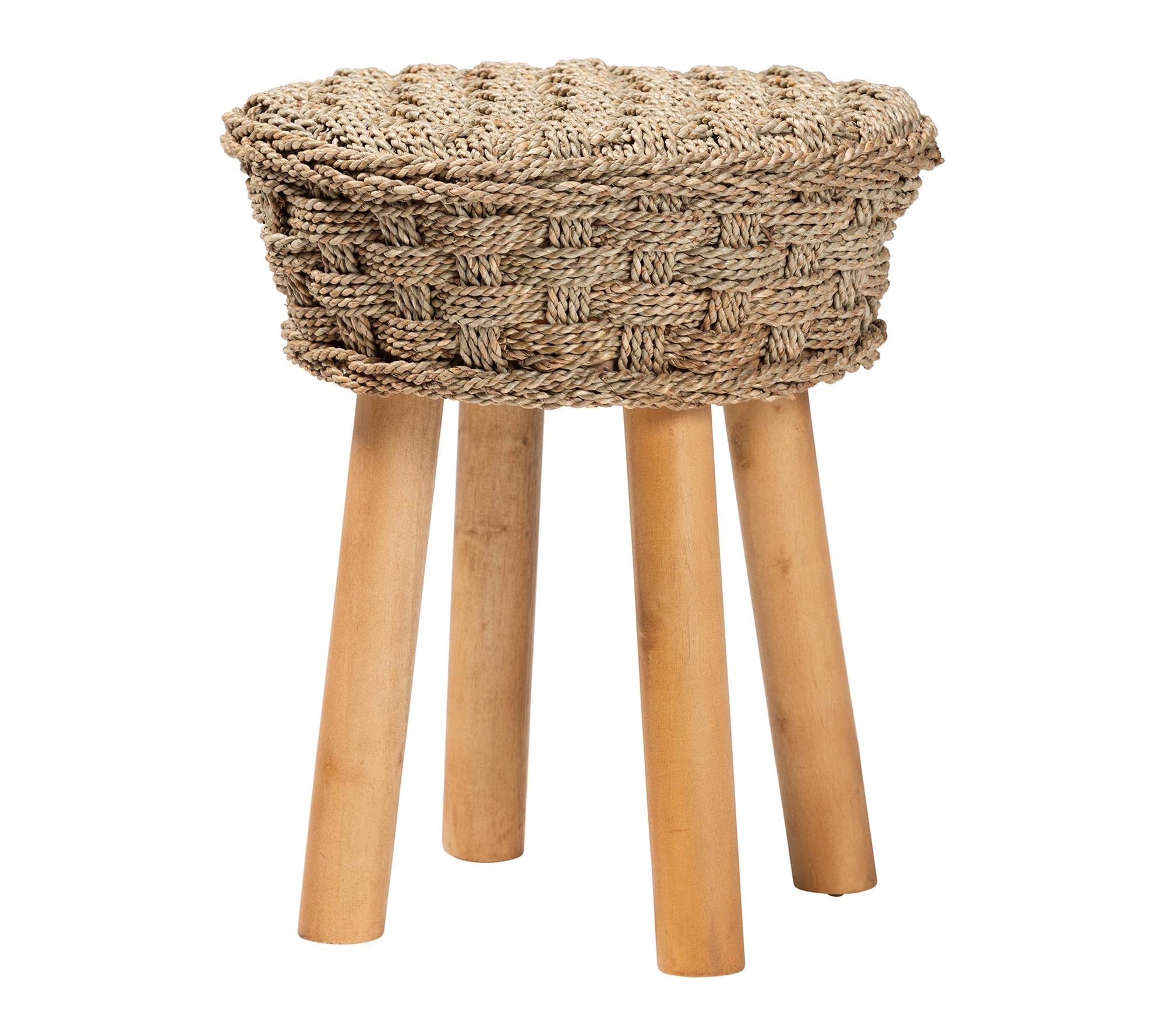 bali & pari Denver Natural Seagrass and Acacia Wood Stool