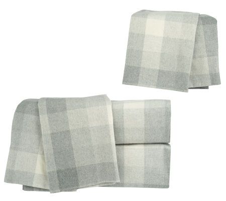 Amadeus Grey Heather Flannel Sheet Set with Extra Cases - QVC.com