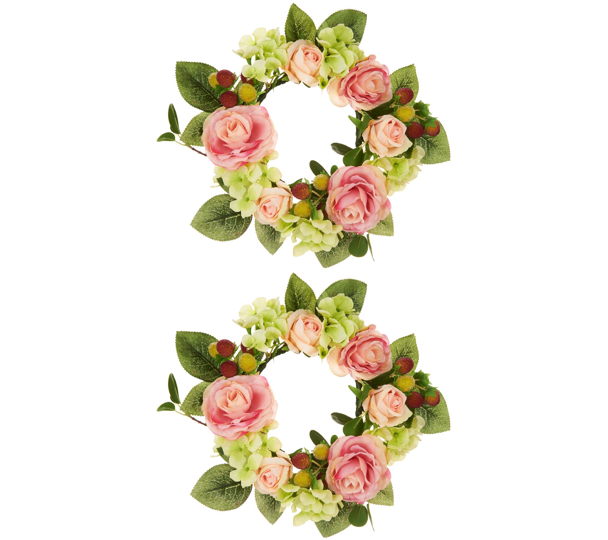 Set of 2 Spring Raspberry Rose and Magnolia Candle Rings by Valerie ...