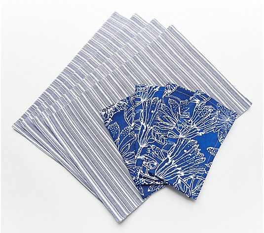MARTHA STEWART COLLECTION Placemats Lot of 2 NWT 13" x 19" Striped Teal/ White 