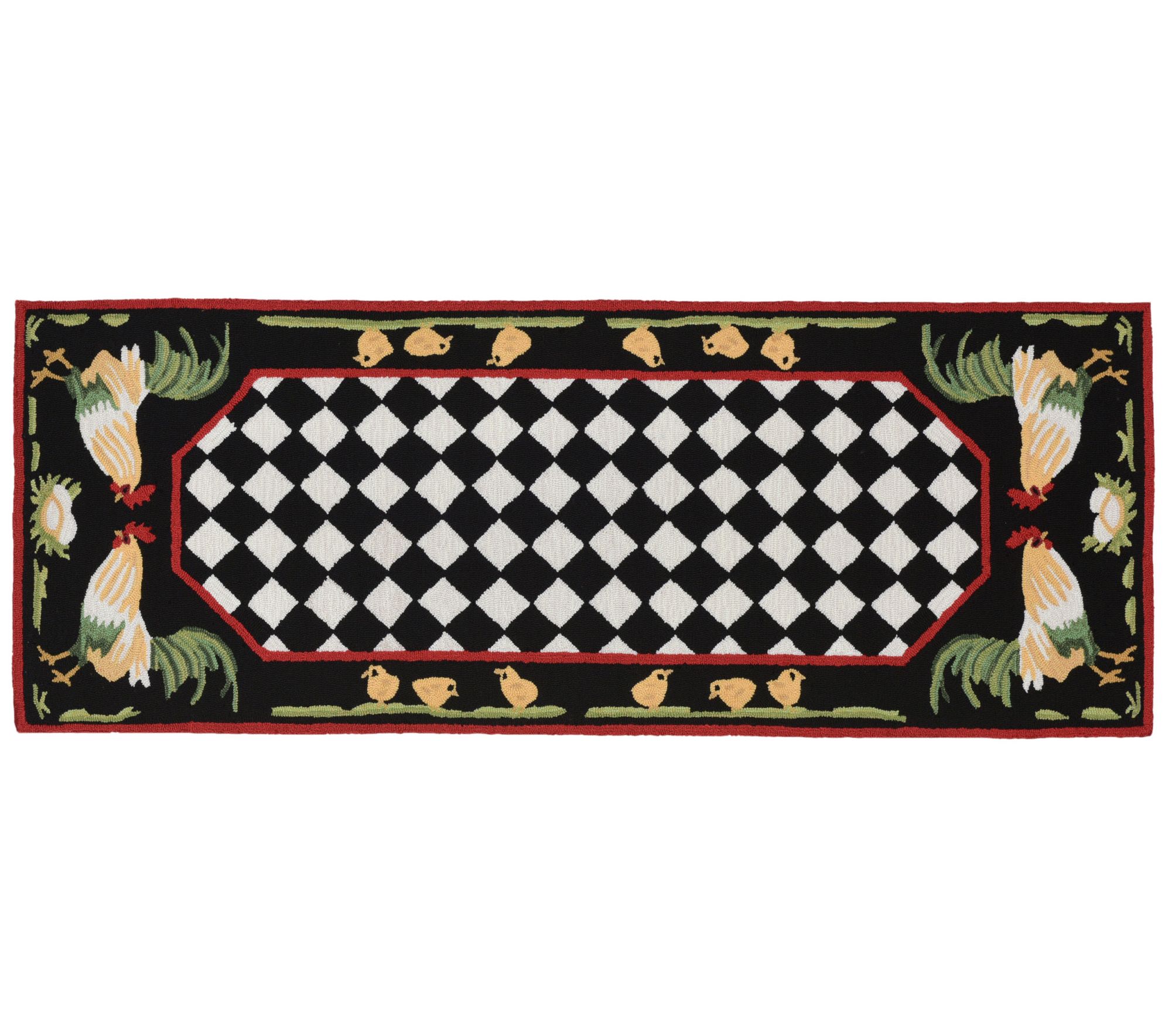 Liora Manne Frontporch Rooster In-Out Rug Black24" x 60"