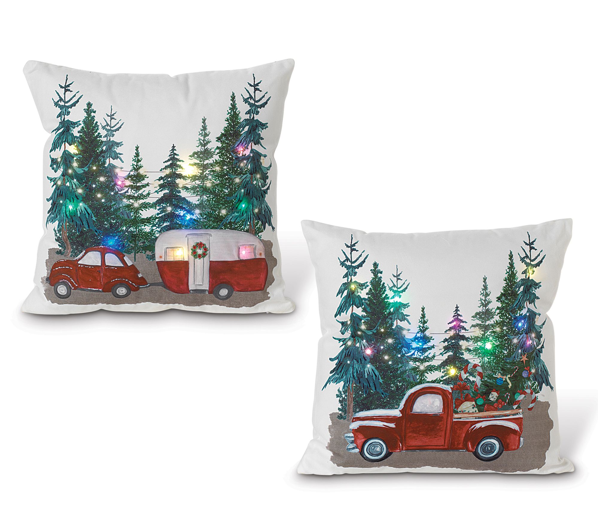 S/2 16-in H Lighted Fabric Holiday Design Pillo w by Gerson Co