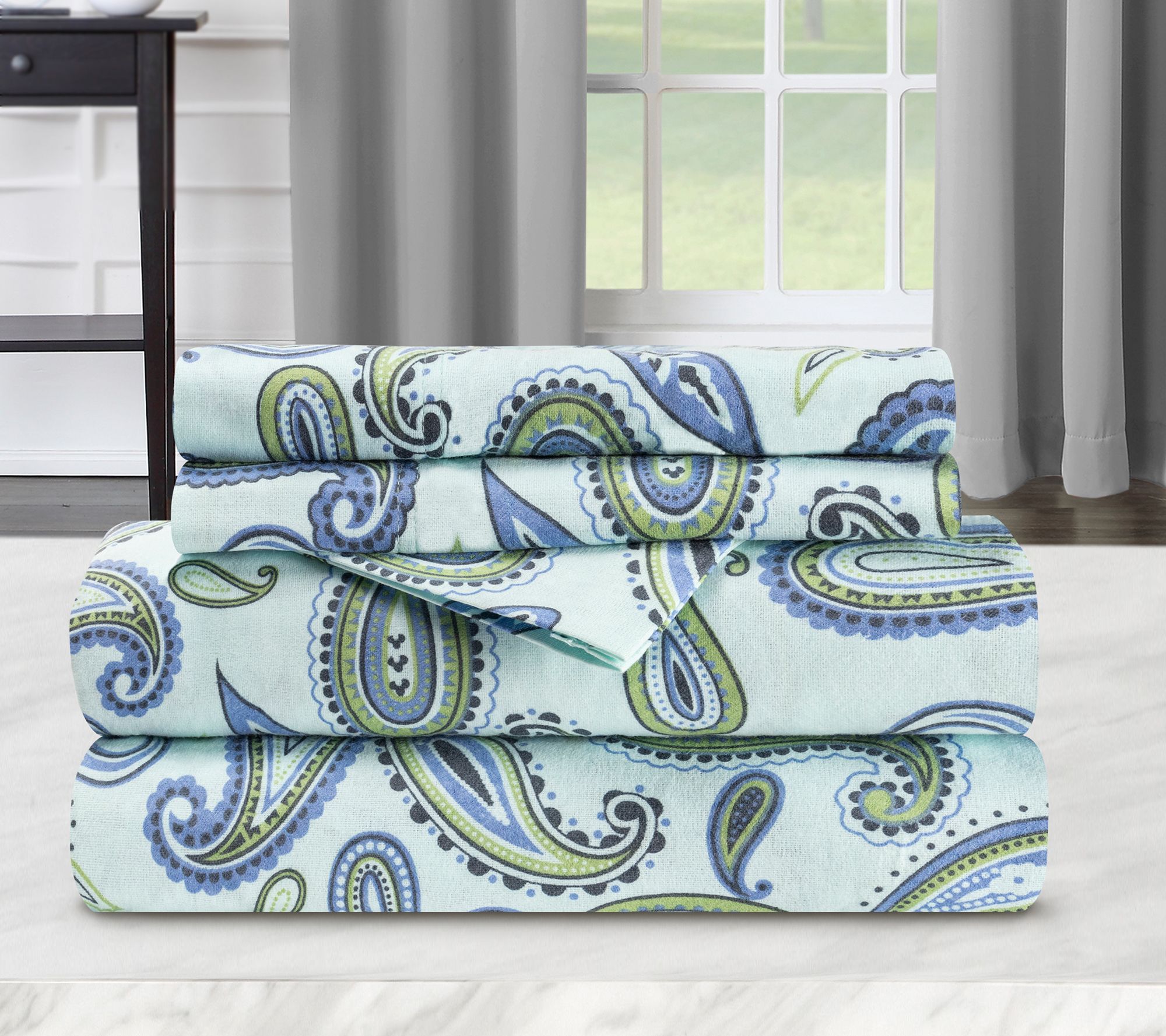 Superior Cotton Flannel  Paisley Sheet Set, California King