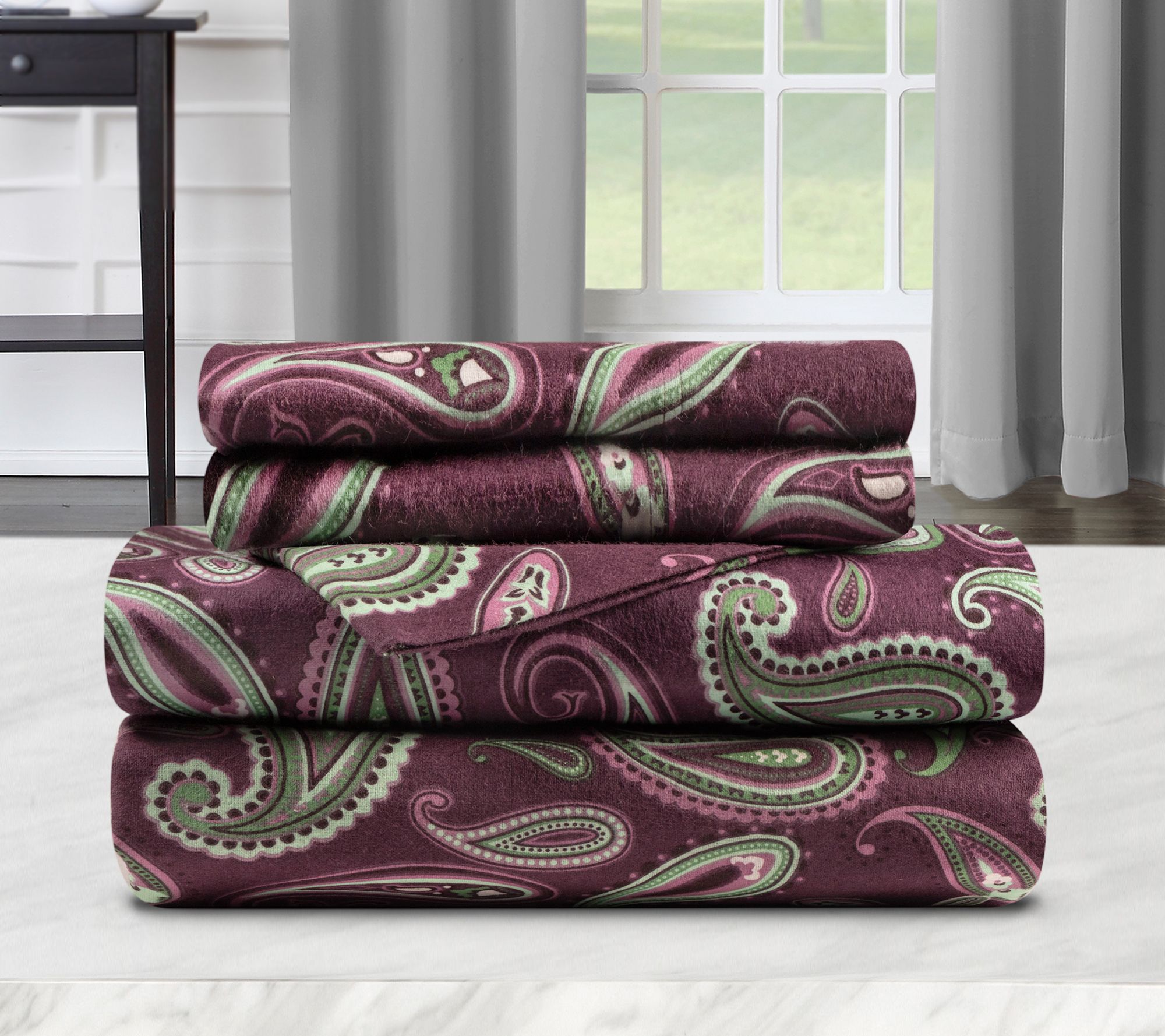 Superior Cotton Flannel  Paisley Sheet Set, California King