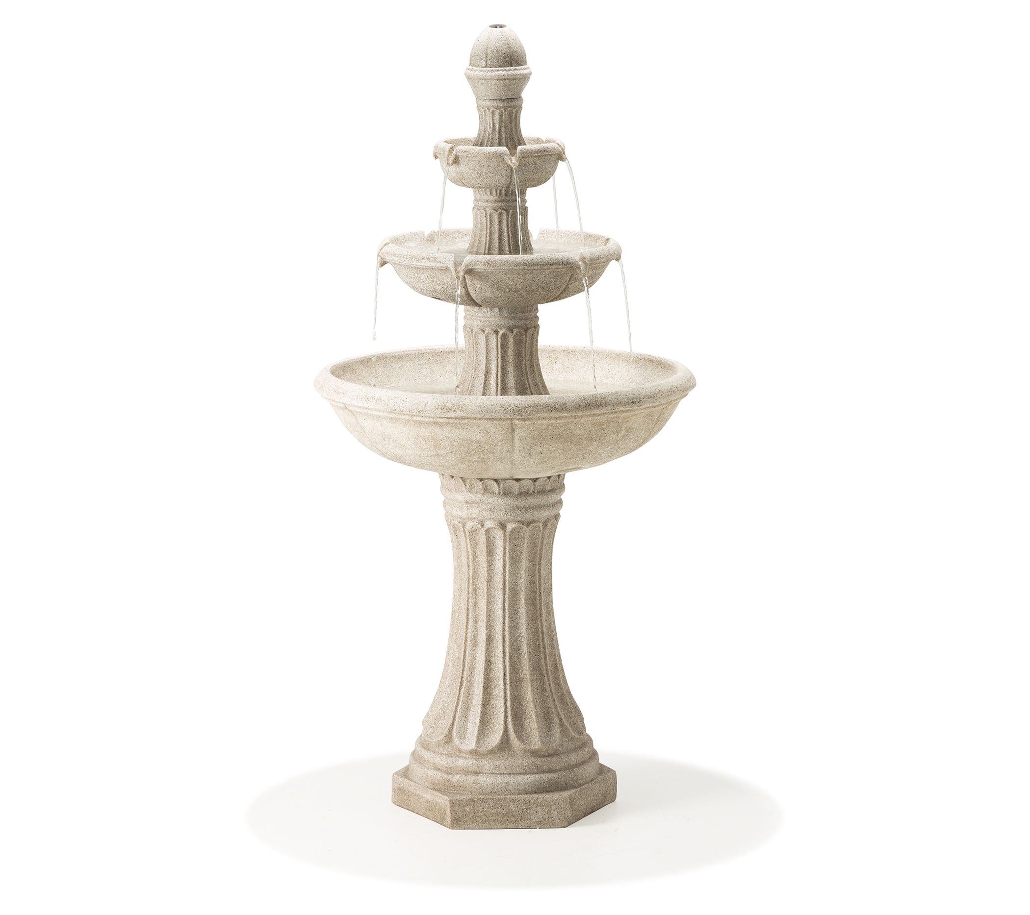 Glitzhome Sand Lighted 3-Tier Terrazzo Outdoorarden Fountain