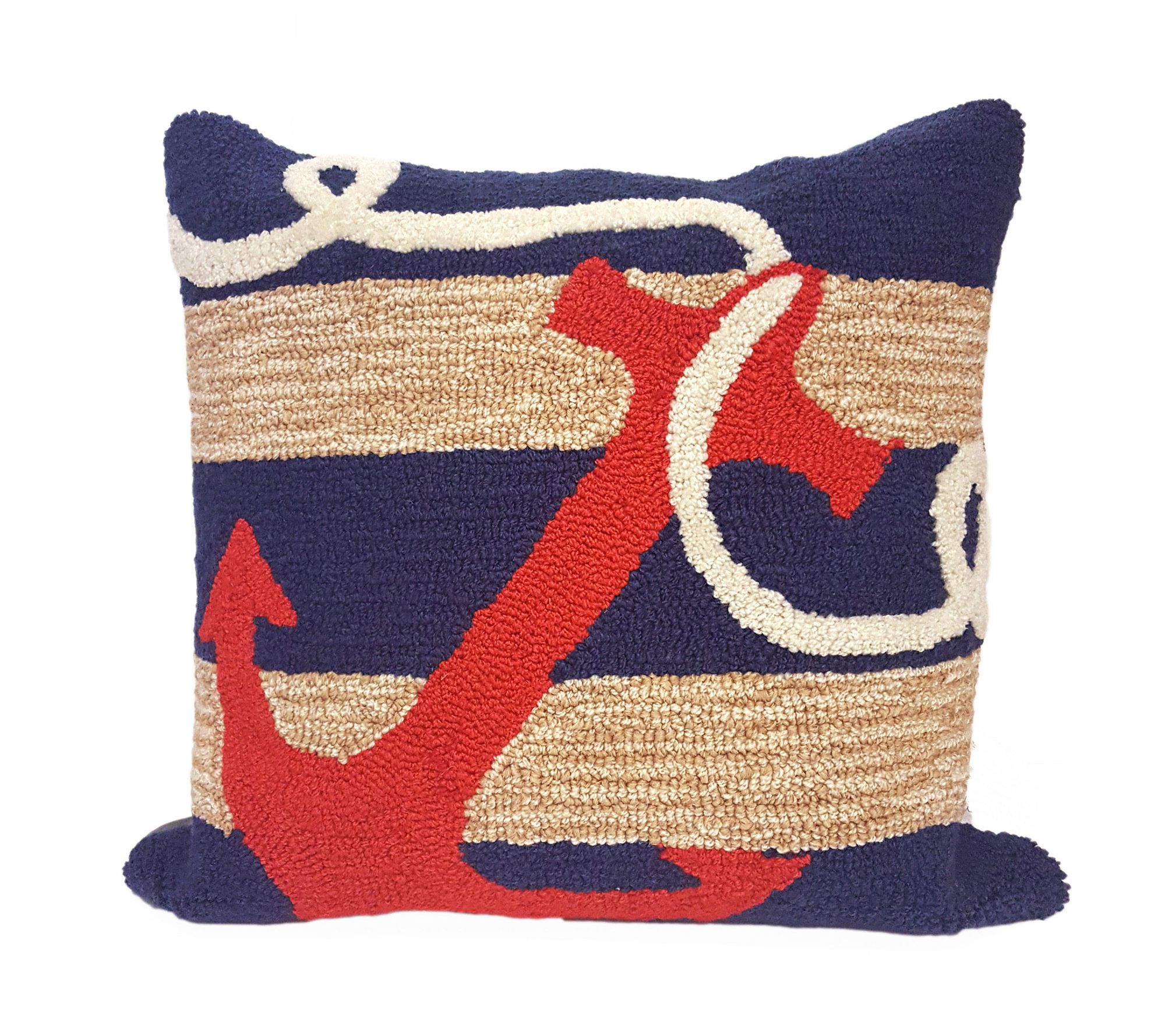 Liora Manne Frontporch Anchor In/Out Pillow Navy 18" x 18"