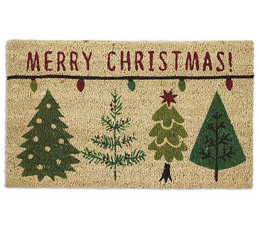 DII Merry Christmas Trees Natural Coir Doormat
