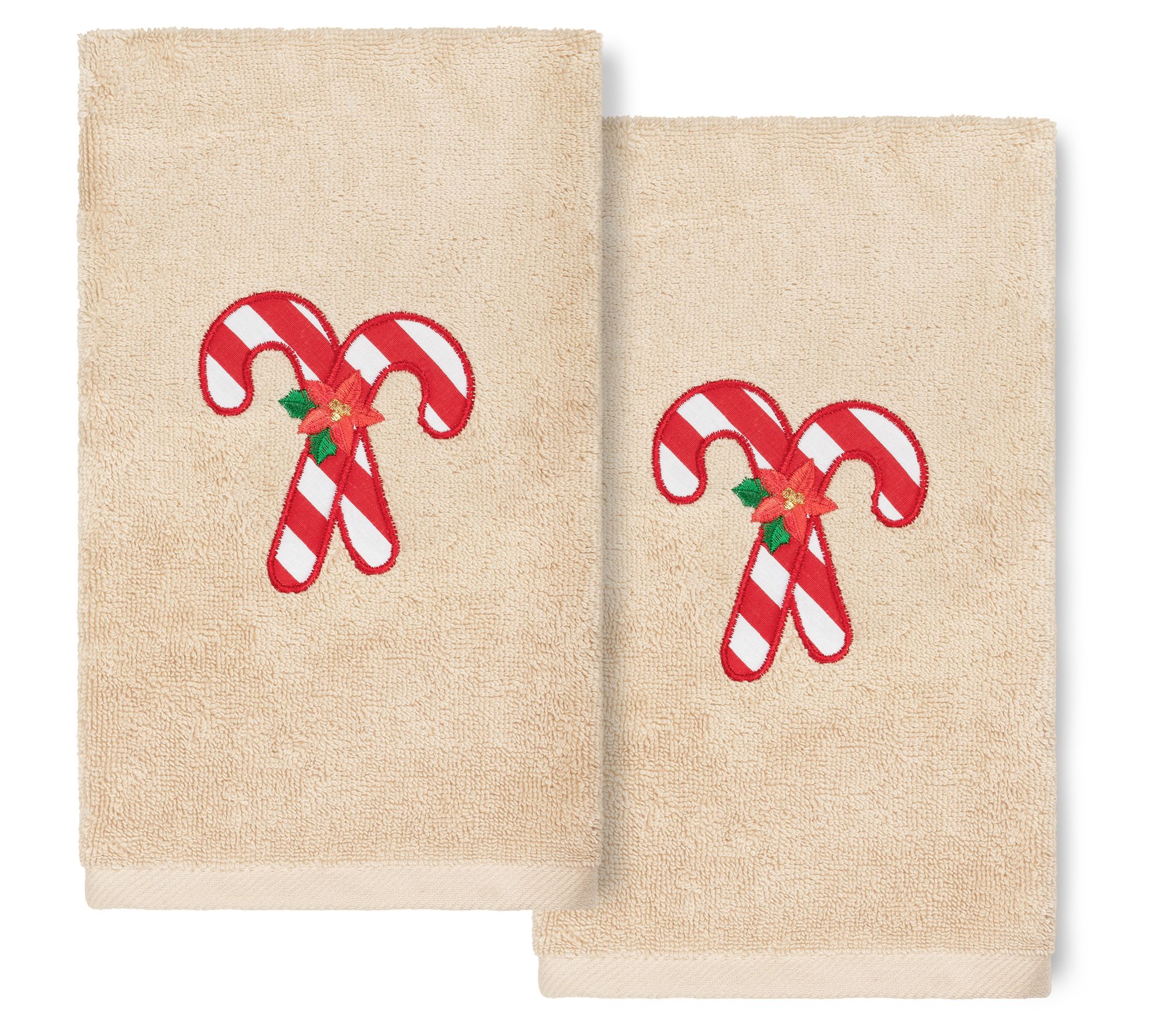 Linum Home Textiles Christmas Candy Canes 2-Piece Hand Towels