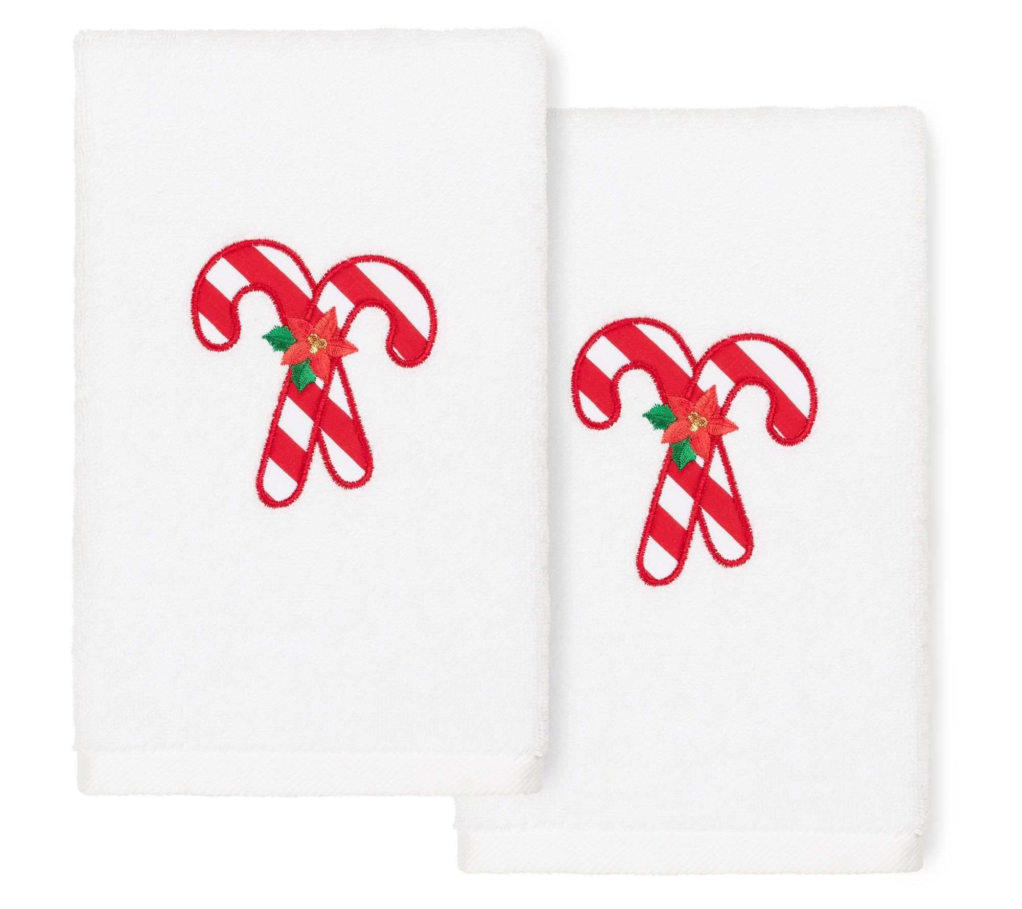 Linum Home Textiles Christmas Candy Canes 2-Piece Hand Towels