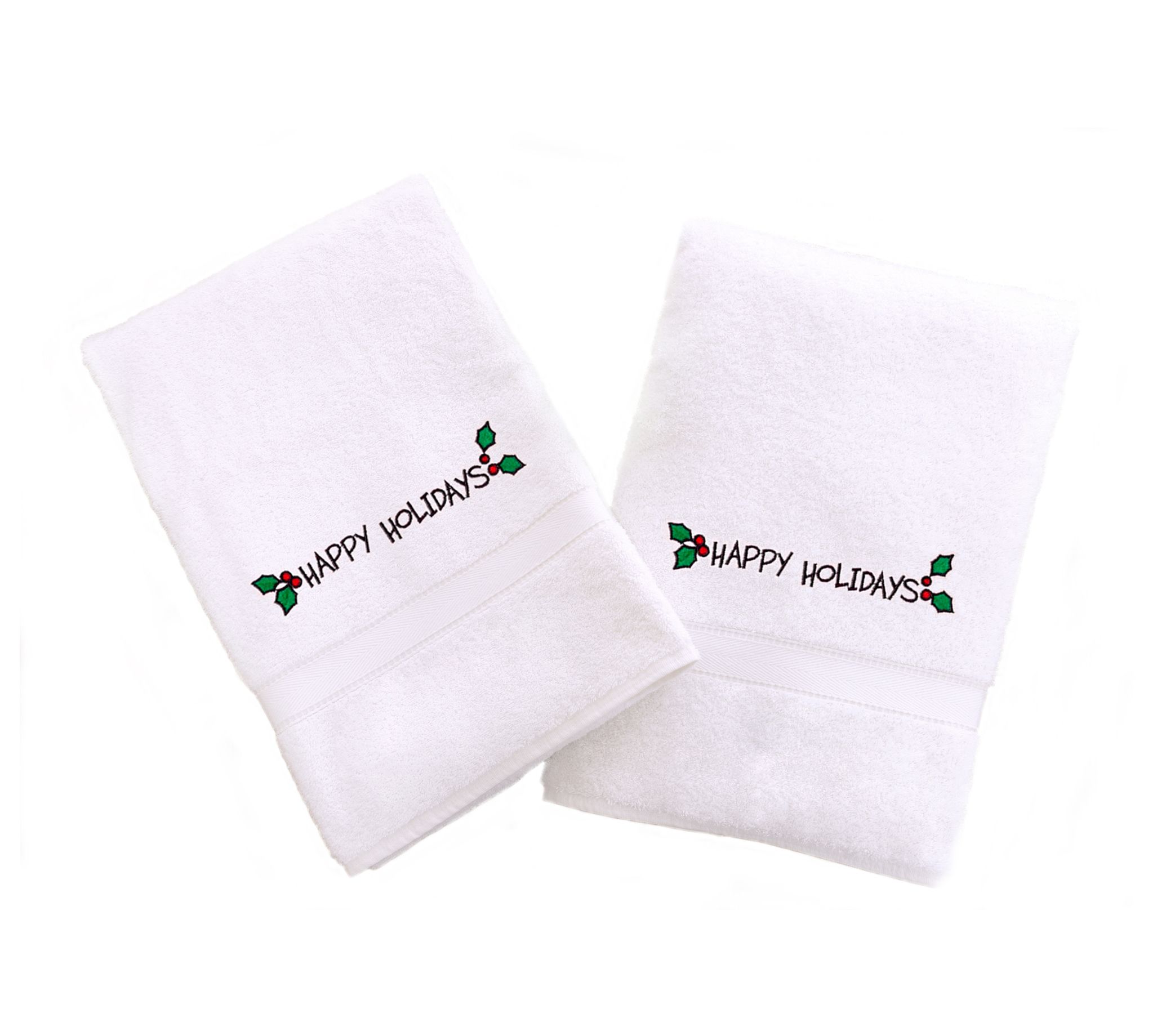 Linum Home Textiles Embroidered Hand Towels wit h Happy Holida