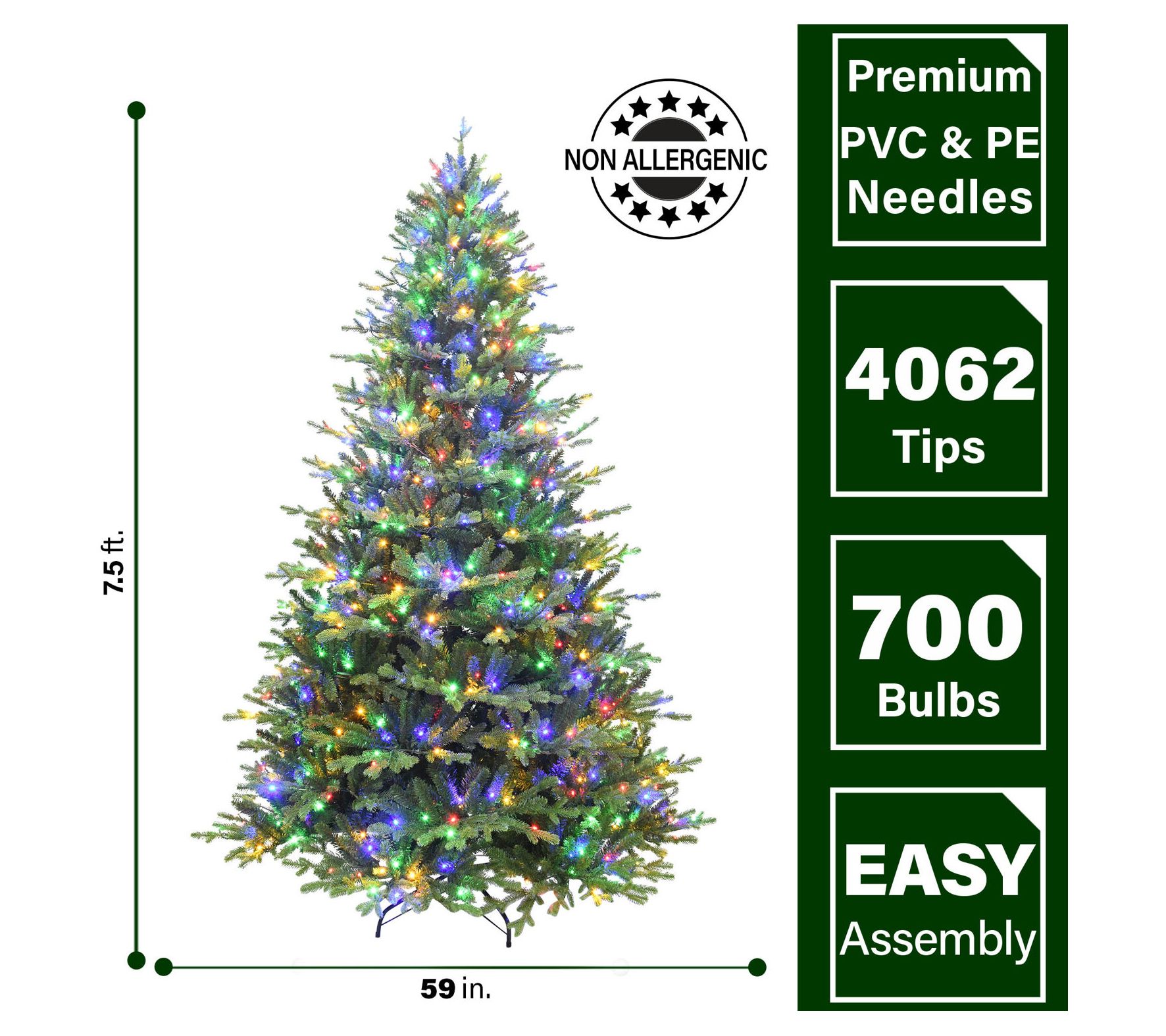 Fraser Hill Farm 7.5' Oregon Pine Christmas Tree with Multi - QVC.com