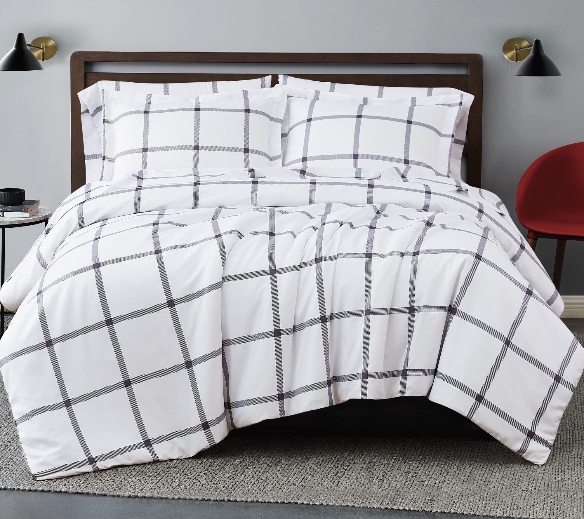 Truly Soft Printed Windowpane King Duvet CoverSet