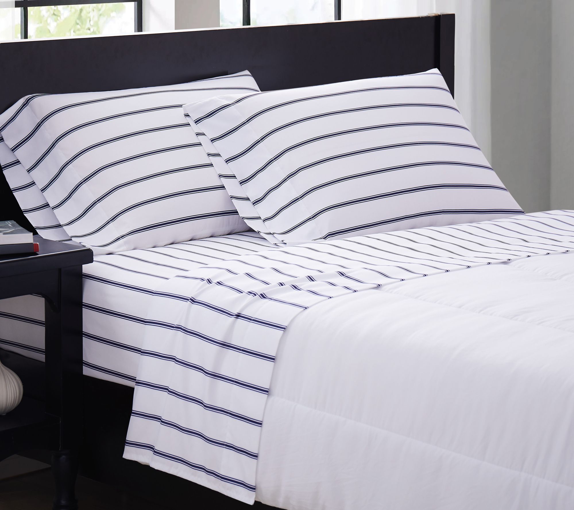 Truly Soft Ticking Stripe Sheet Set, White, Queen