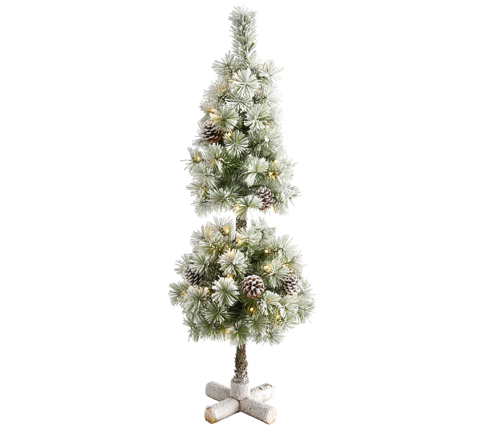 3' Flocked Christmas Tree Topiary w/Lights by Nearly Natural - QVC.com