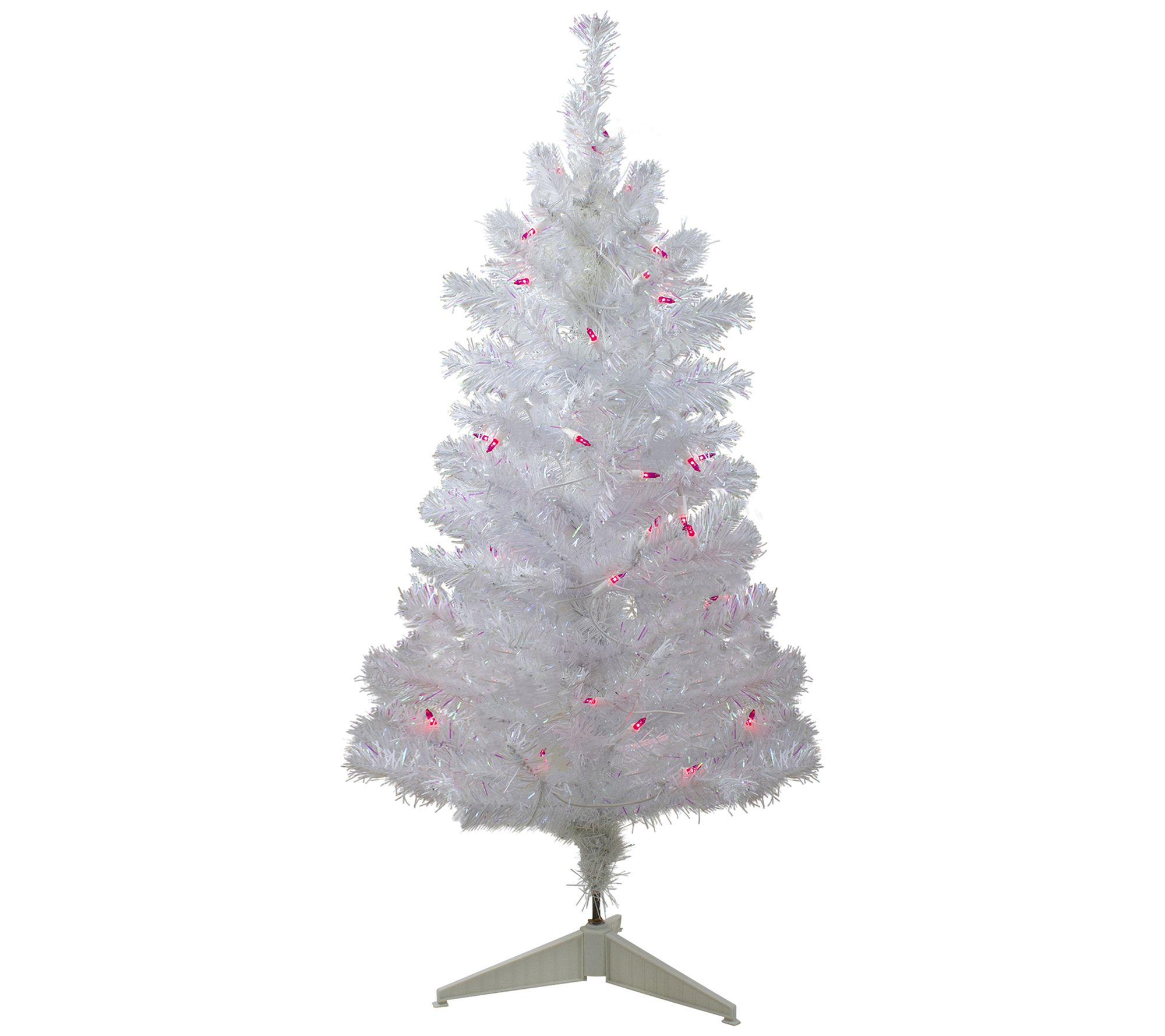 Northlight 3' White Iridescent Pine Slim Faux Tree-Pink Lights
