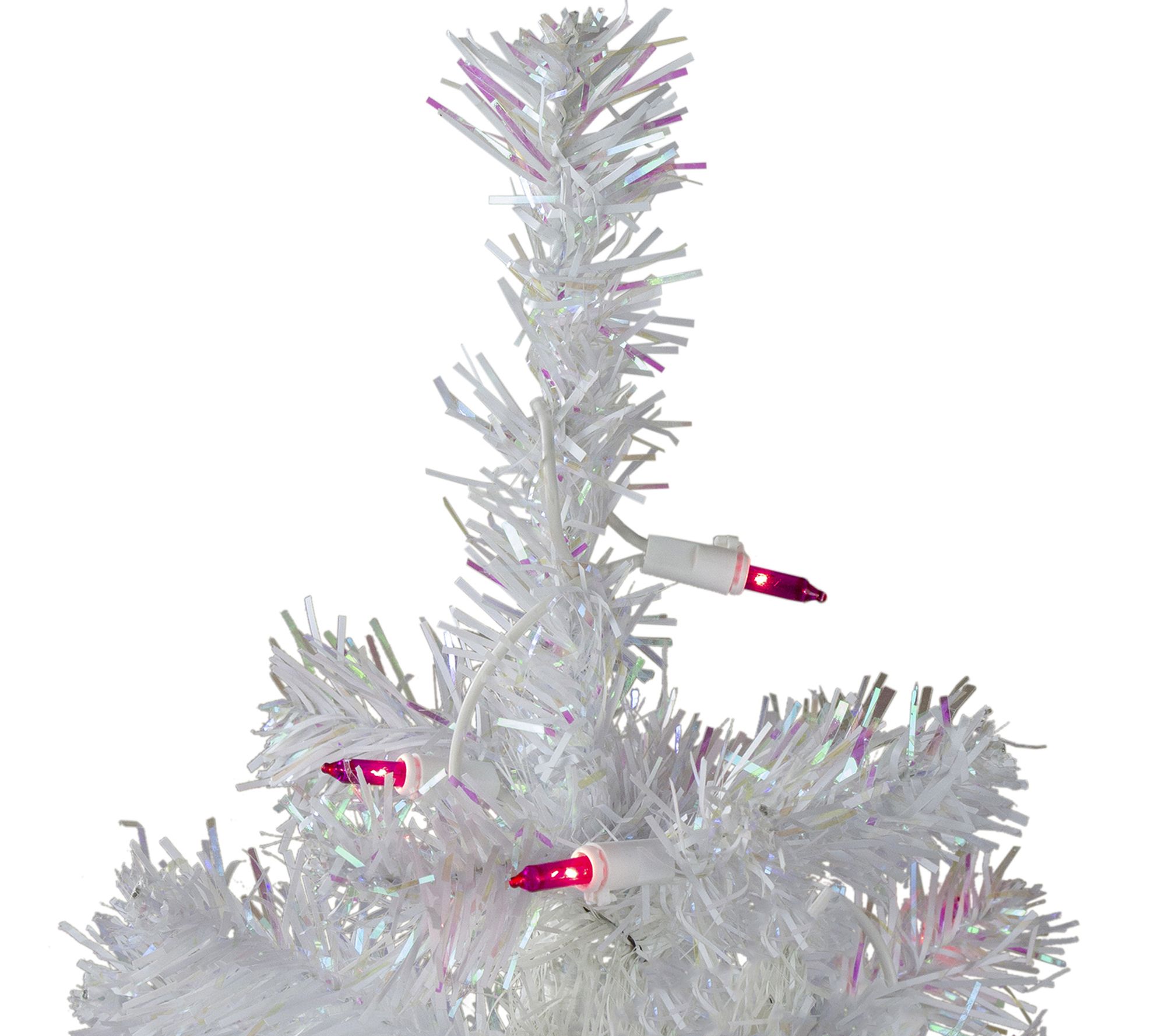 Northlight 4' Pre-lit White Iridescent Pine Artificial Christmas Tree -  Pink Lights