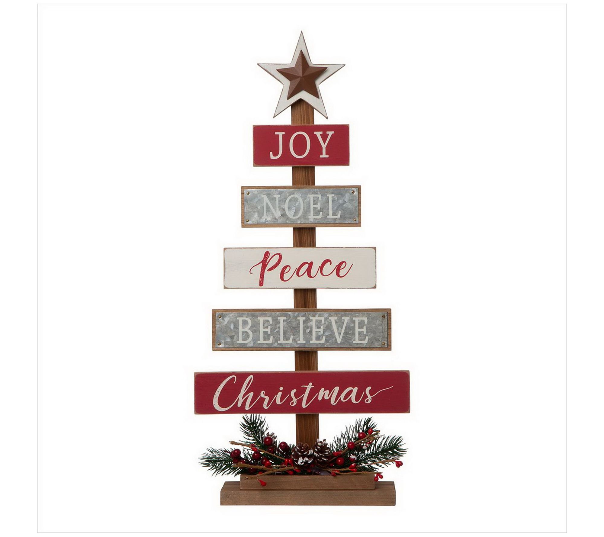 Glitzhome Inspi rational Wooden Christmas Tree Table Top Deco