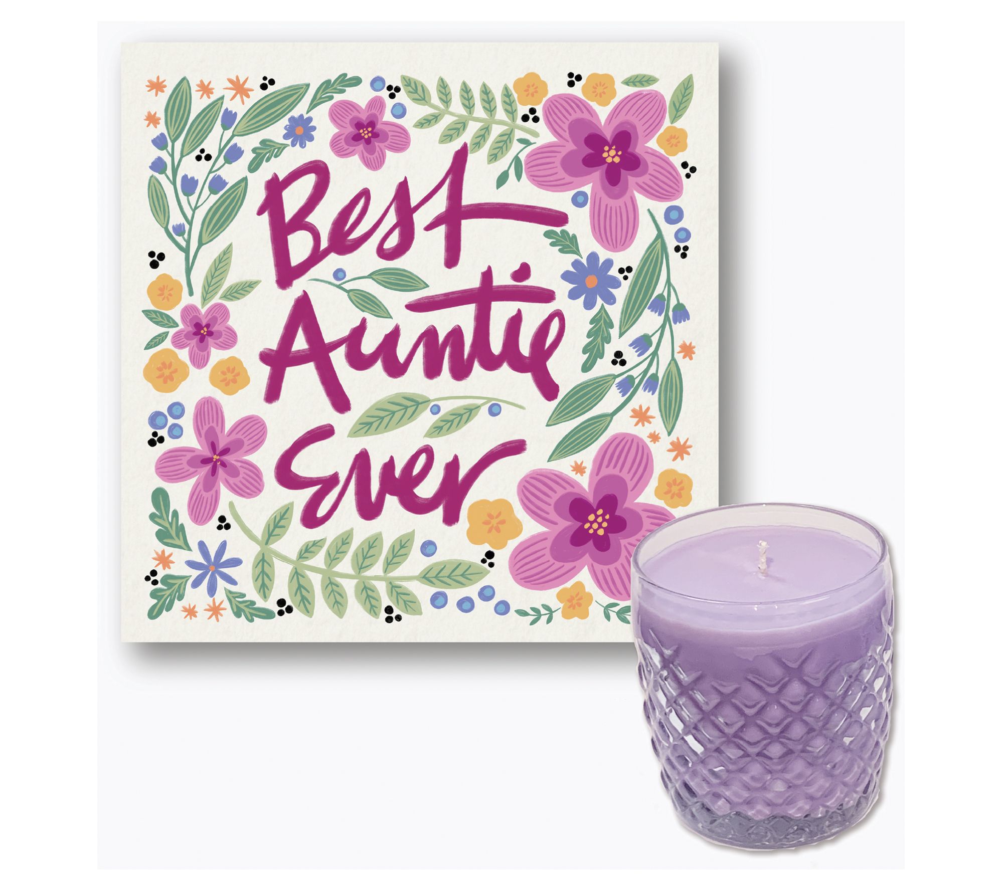 Courtside Best Auntie Ever I 8x8 Art Board & 9 oz Candle Set