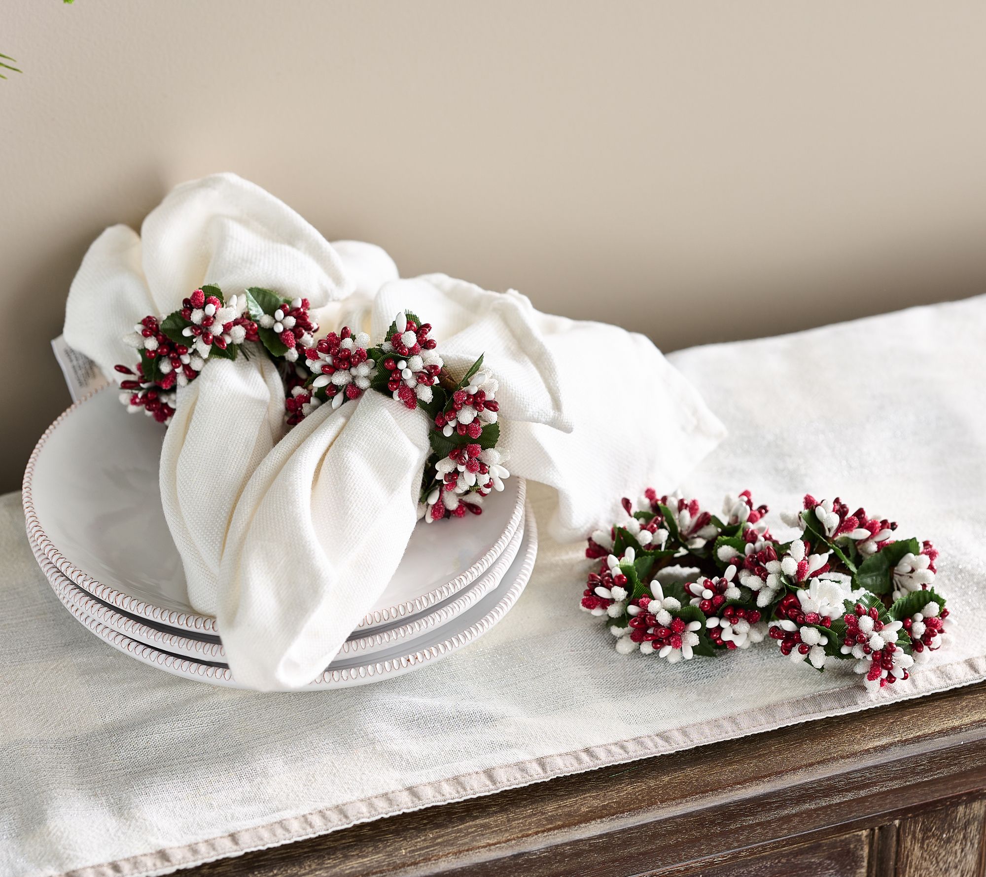 Set of 4 Beaded Berry Napkin Rings by Valerie