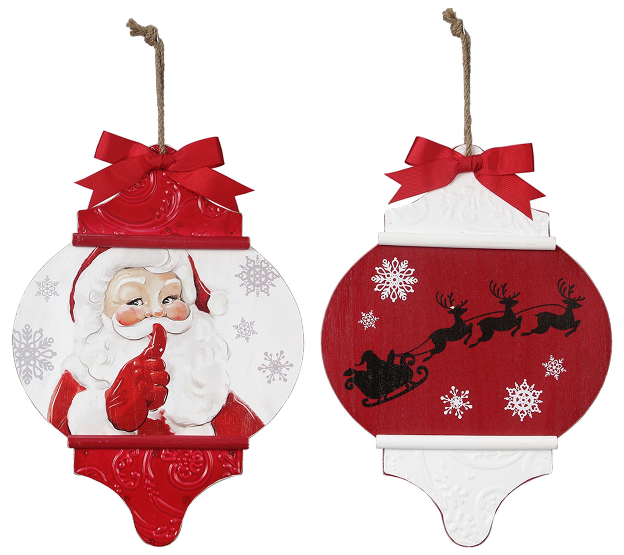 Young's Set of 2 Traditional Christmas Hanging Wall Ornaments