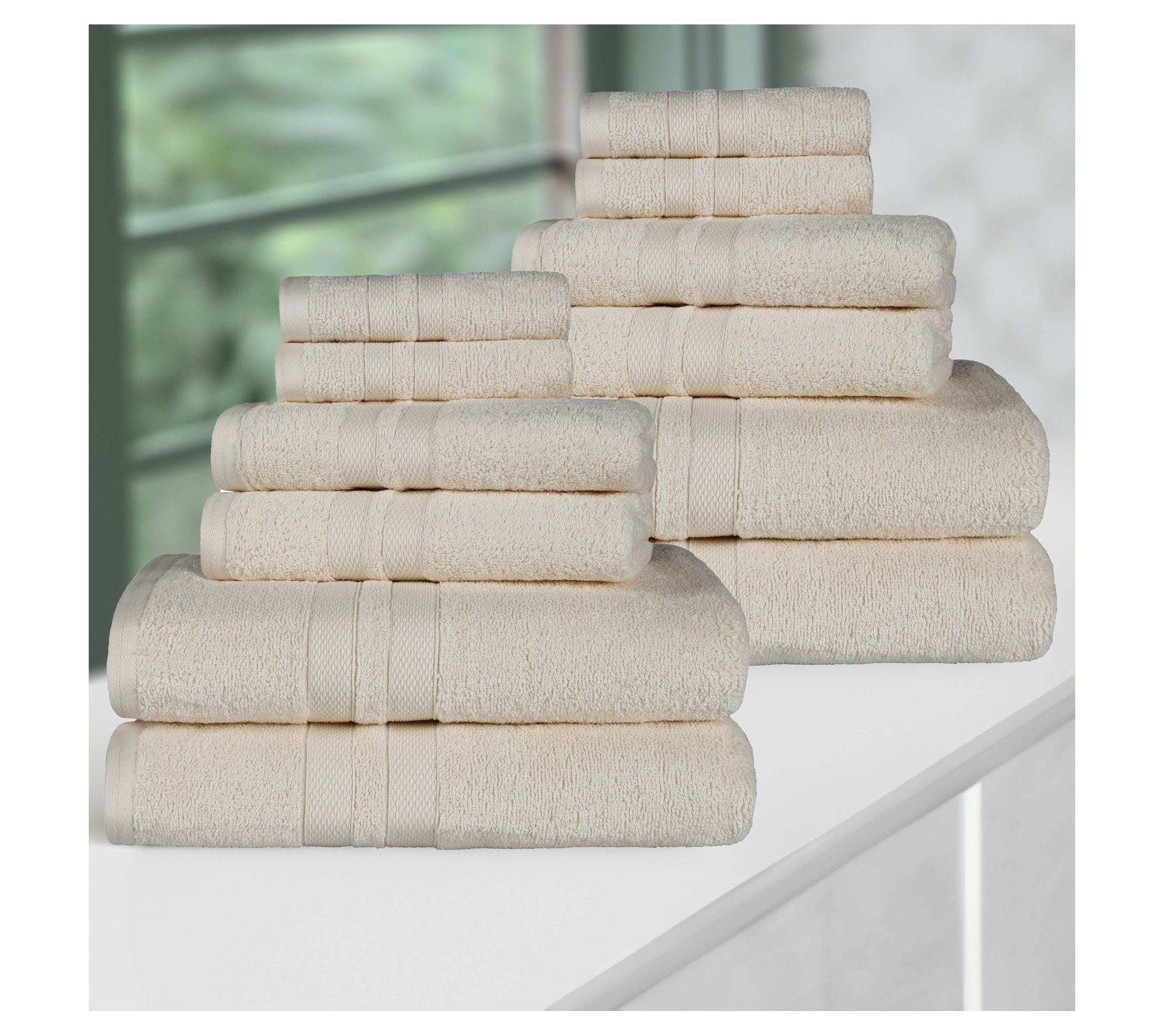 Superior Ultra-Soft Cotton Solid Quick-Drying 12-PC Towel Set