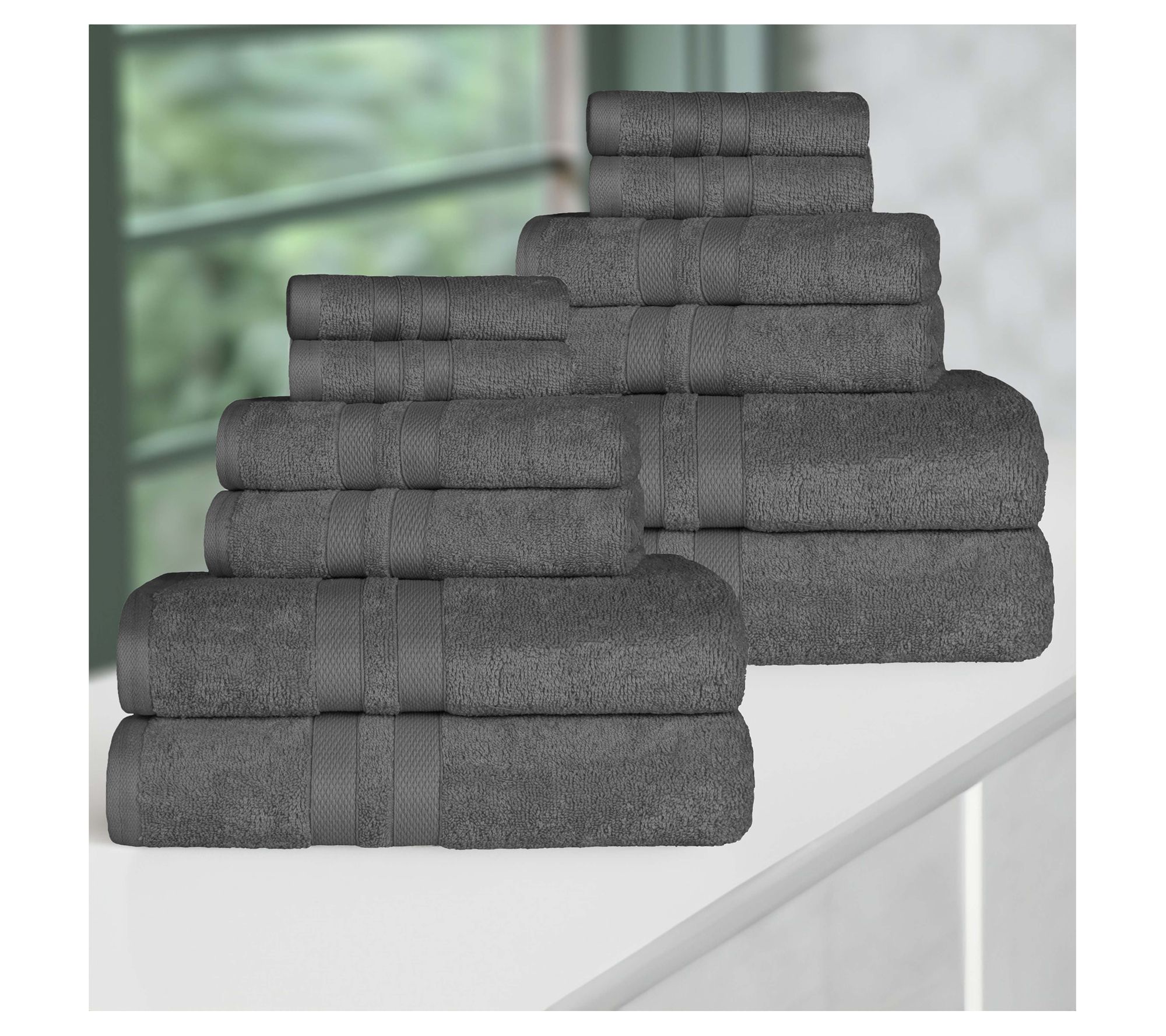Superior Ultra-Soft Cotton Solid Quick-Drying 12-PC Towel Set