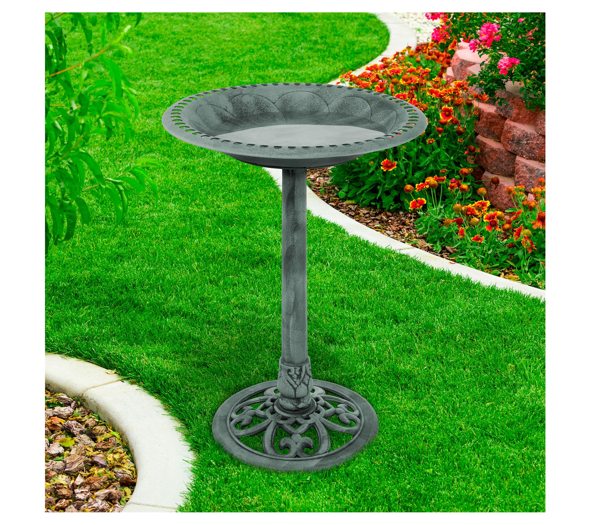 Pure Garden Outdoor Antique-Style Bird Bath