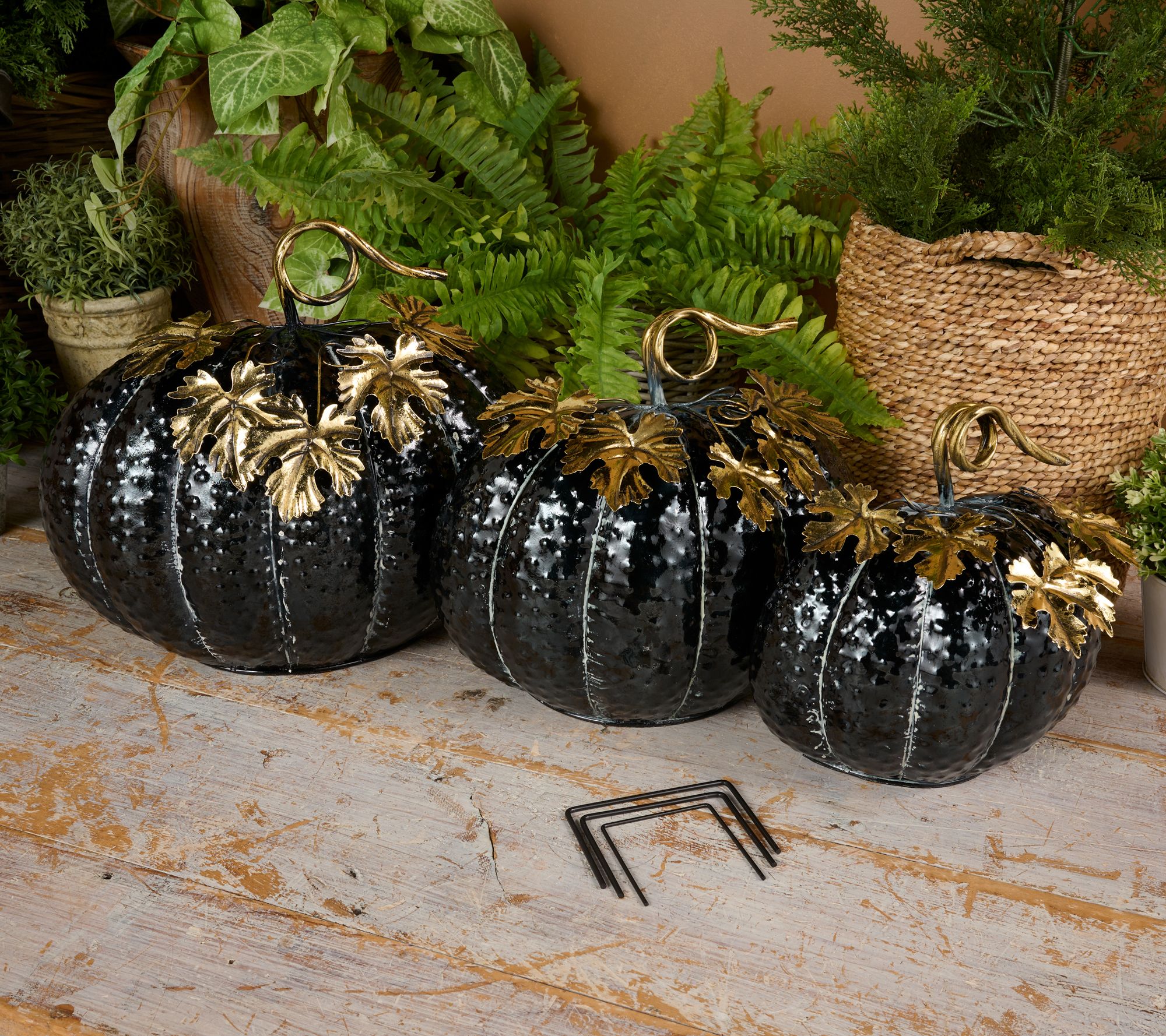 Set of 3 Nested Metallic Finish Half Pumpkins by Valerie