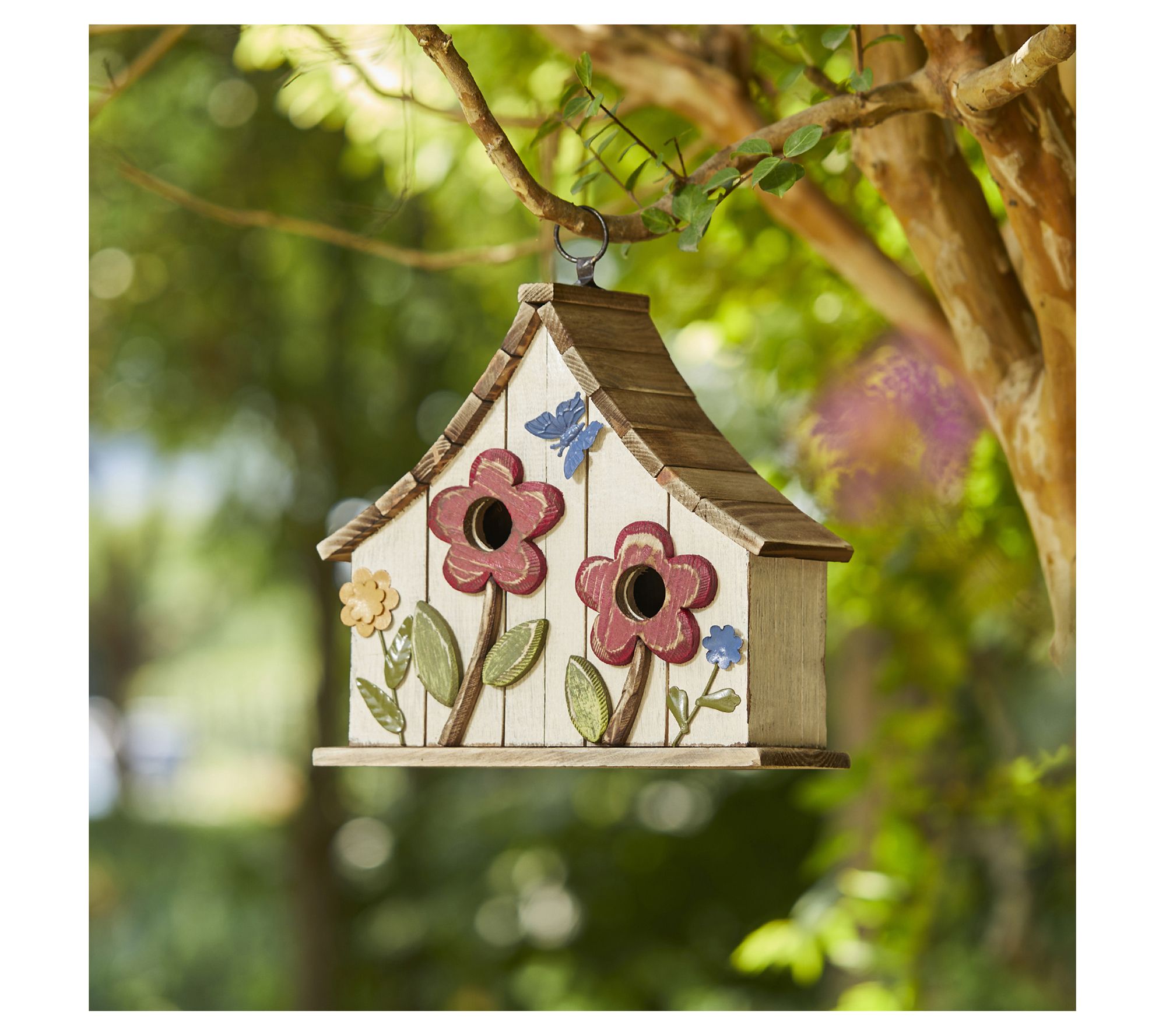 Glitzhome 10.5'' Wood Two Story Townhouse Garden Birdhouse