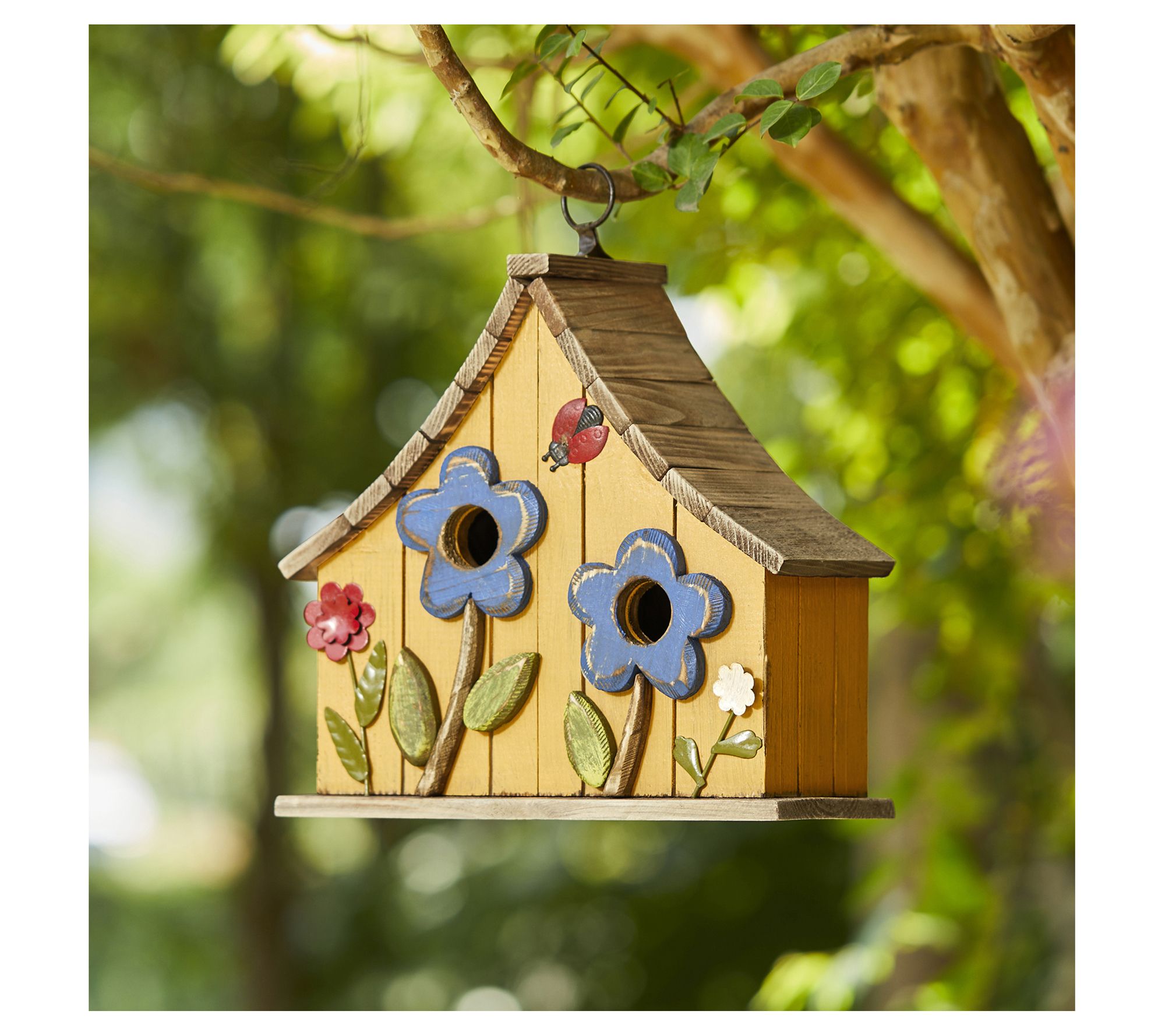Glitzhome 10.5'' Wood Two Story Townhouse Garden Birdhouse
