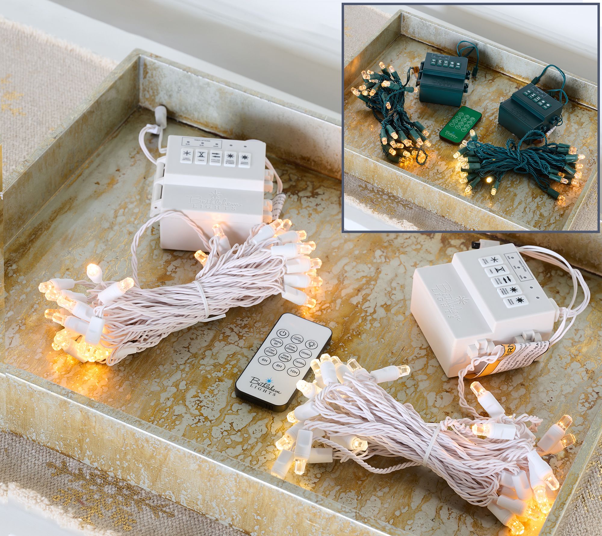 Bethlehem Lights S/2 Diamond Lights with Remote and Color Flip LEDs