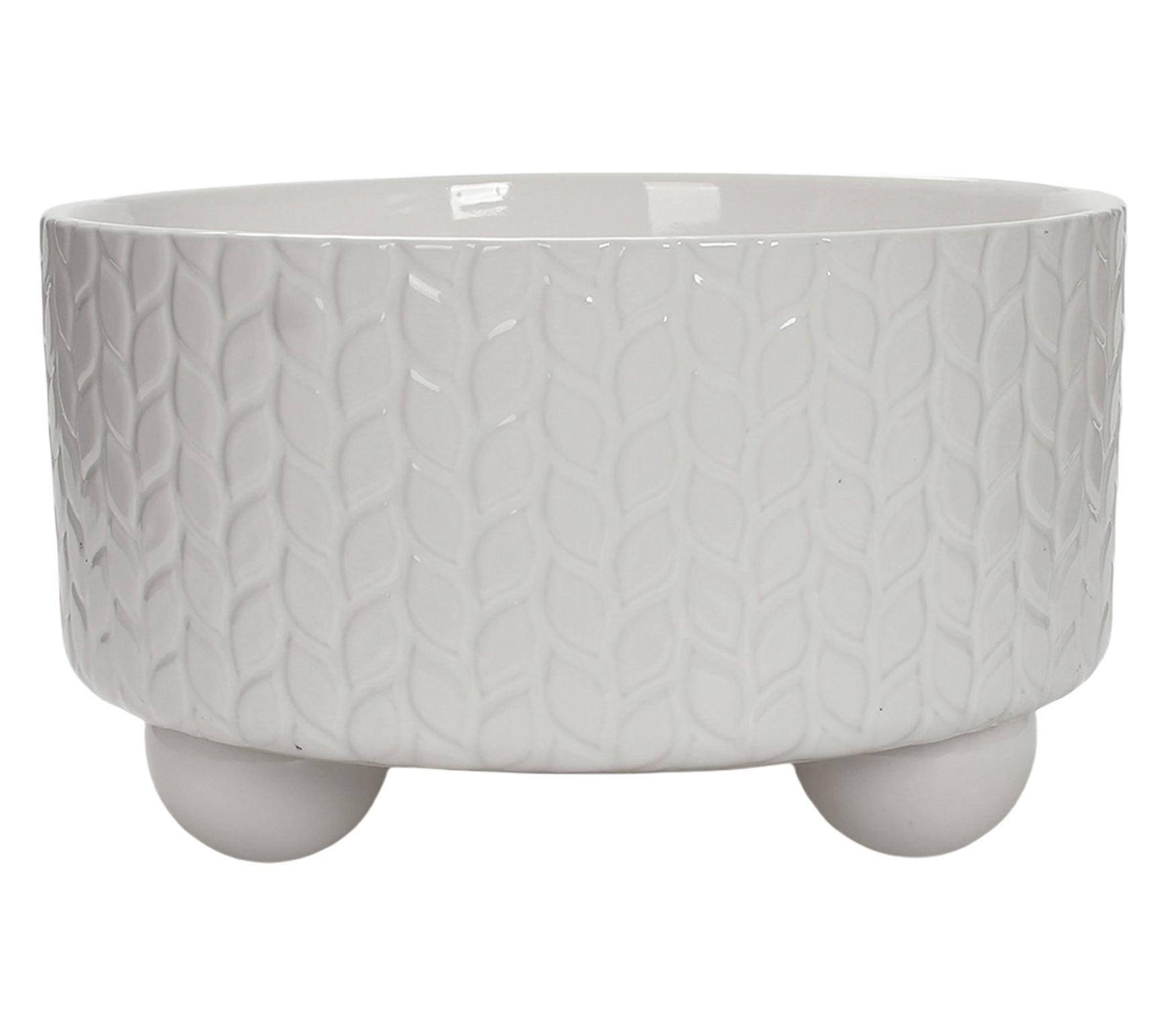 Temp-tations Carved Willow Ceramic Beaded Raised Bowl