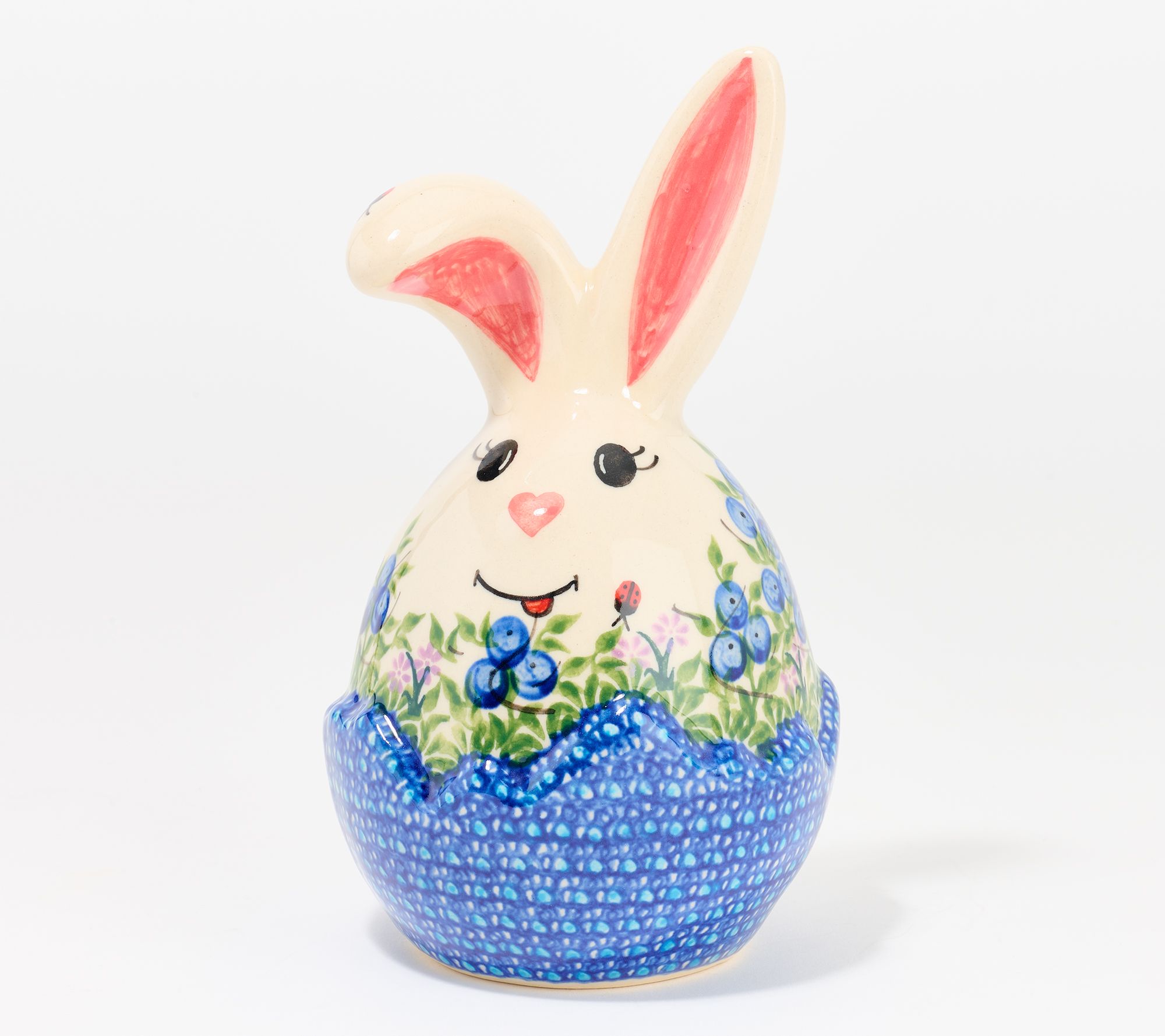 Lidia's Polish Pottery Hand Painted Bunny in an Egg